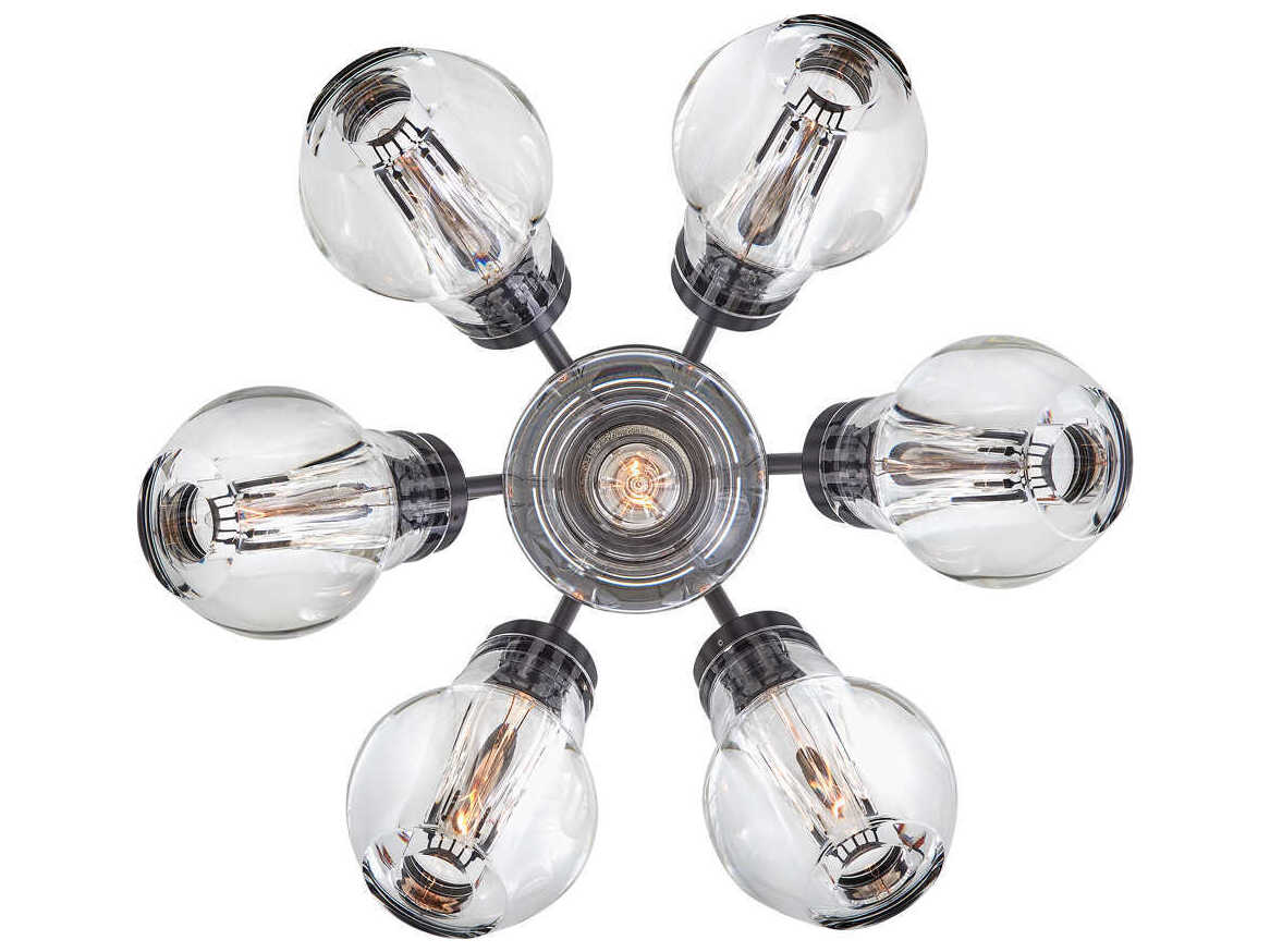 Fredrick Ramond Elise 7-Light Black Glass Globe Linear Semi Flush Mount