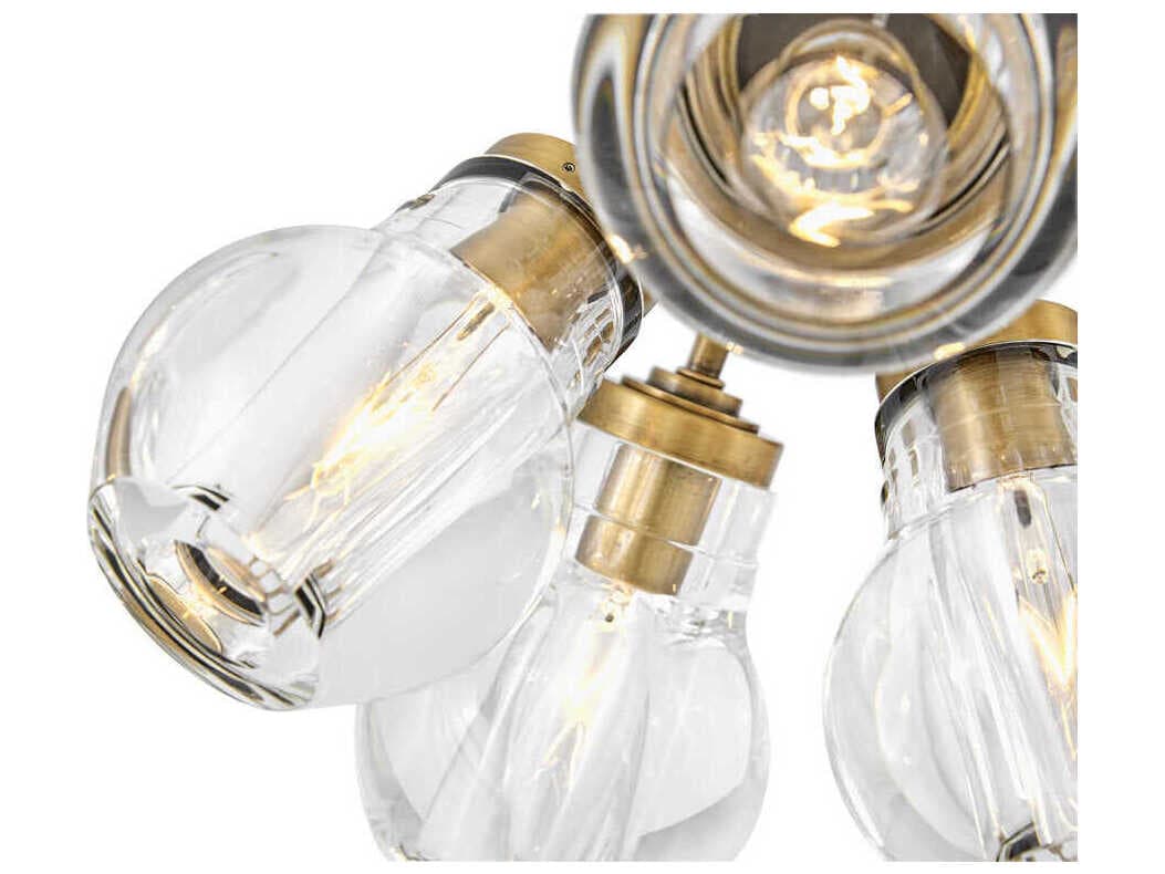 Fredrick Ramond Elise 7-Light Heritage Brass Glass Globe Linear Semi Flush Mount