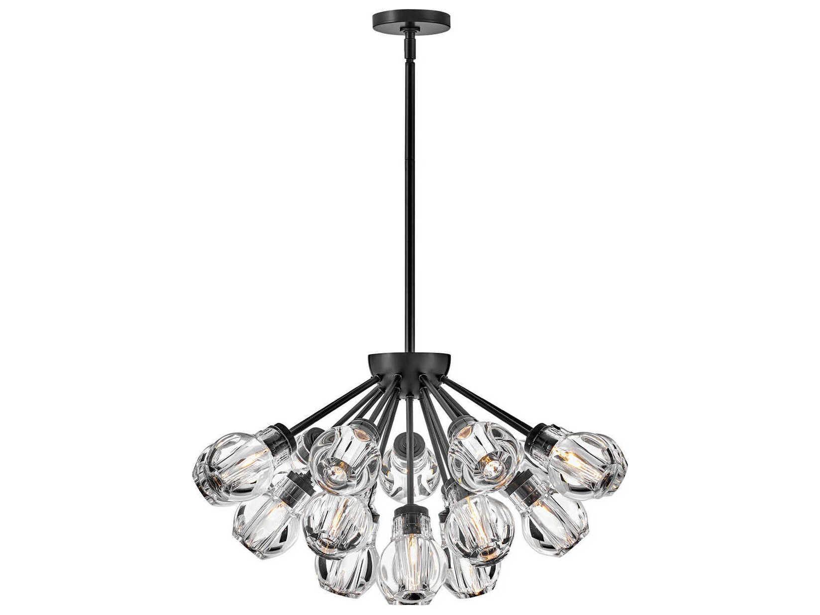 Fredrick Ramond Elise 19-Light9-Light Black Glass Globe Linear Pendant