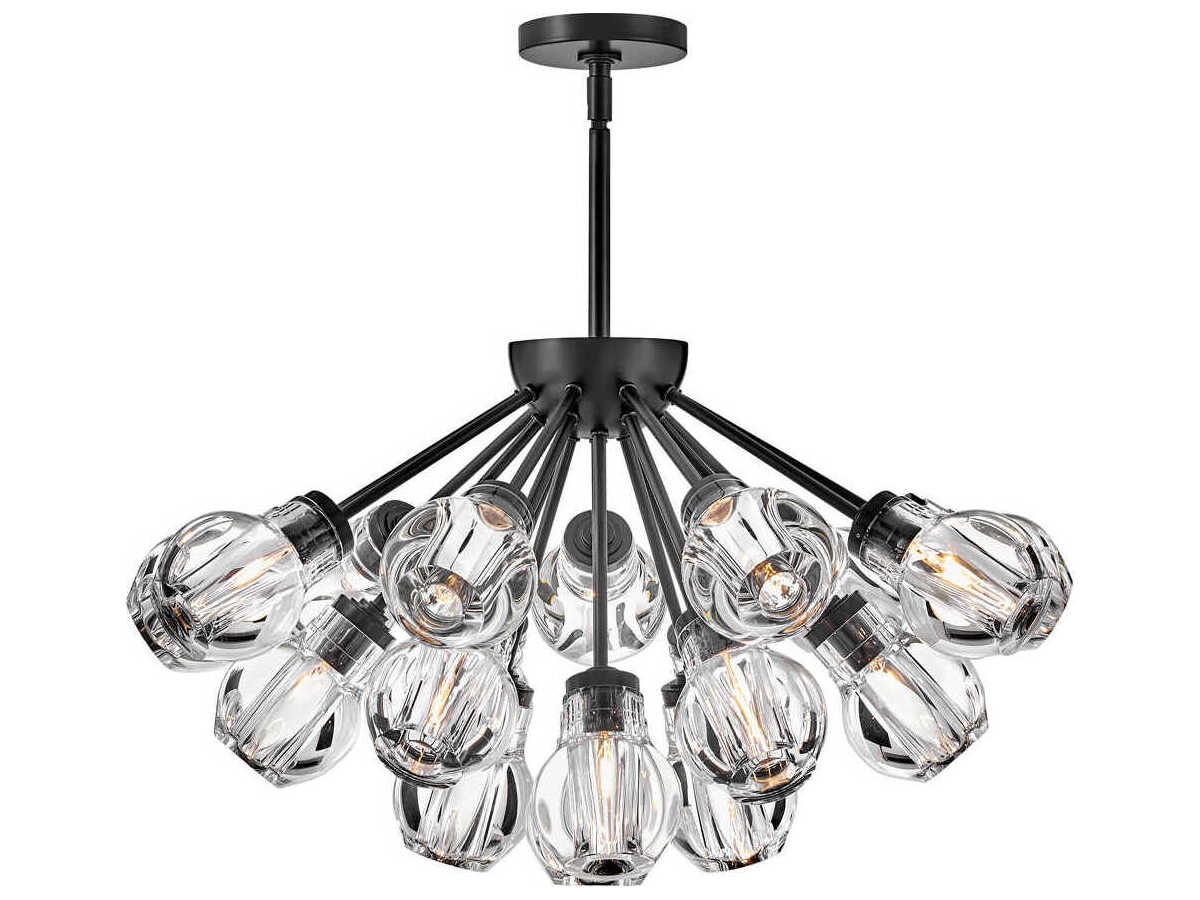 Fredrick Ramond Elise 19-Light9-Light Black Glass Globe Linear Pendant