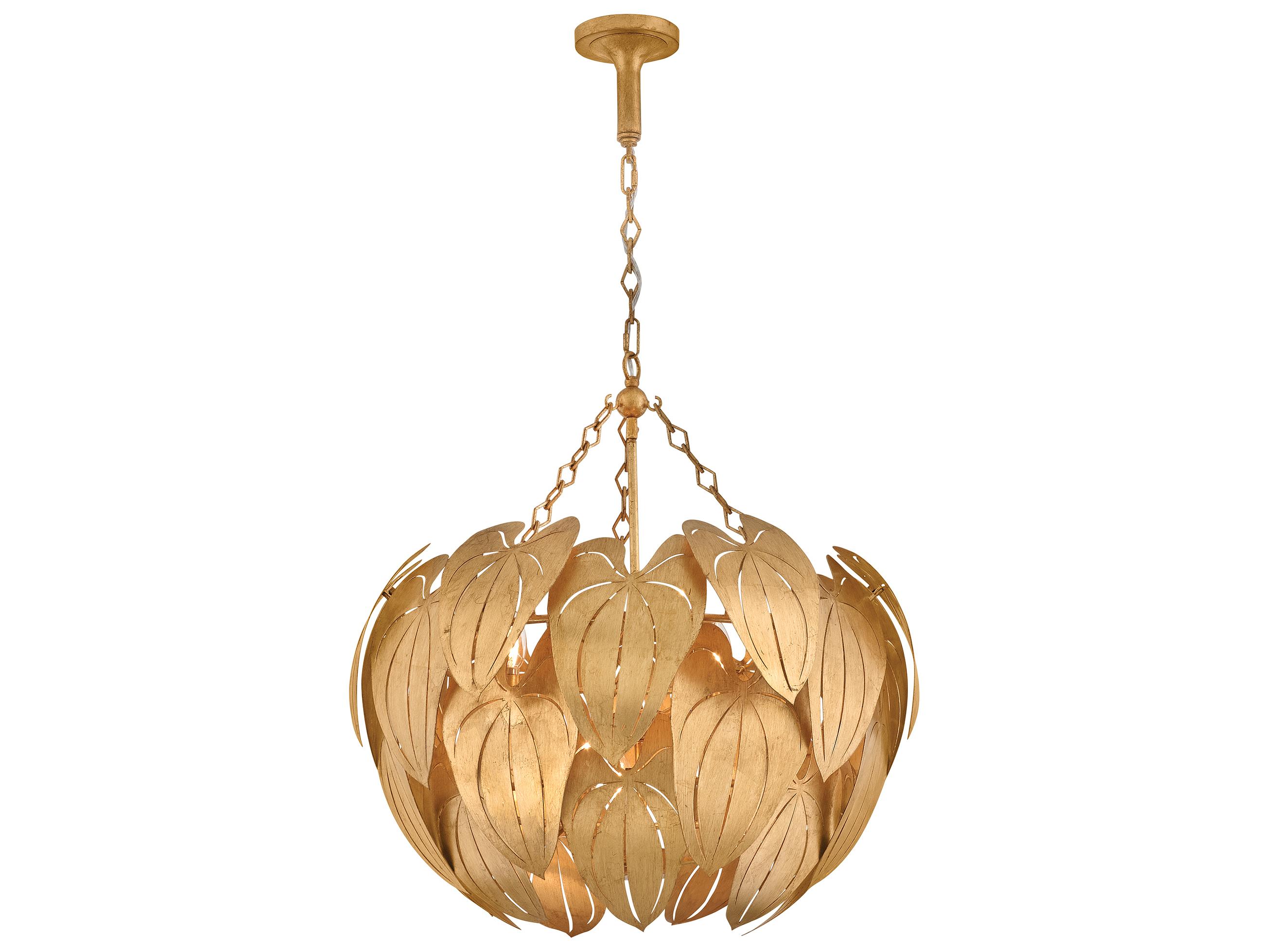 Fredrick Ramond Camille 6-Light Distressed Brass Chandelier