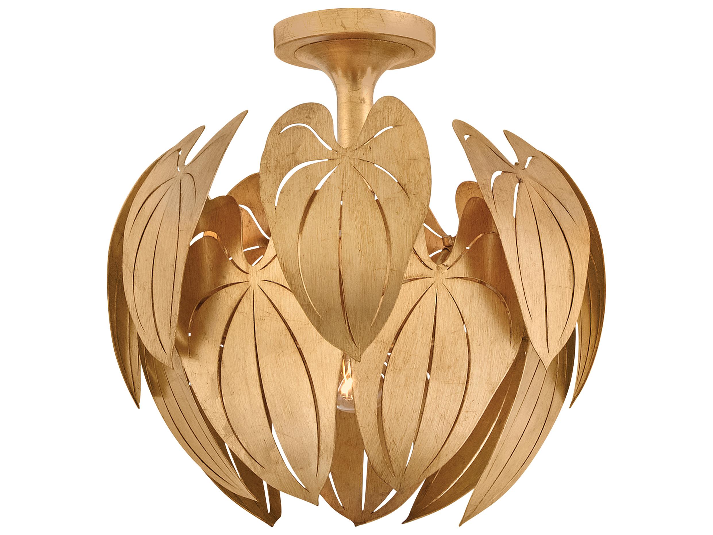Fredrick Ramond Camille 1-Light Distressed Brass Semi Flush Mount