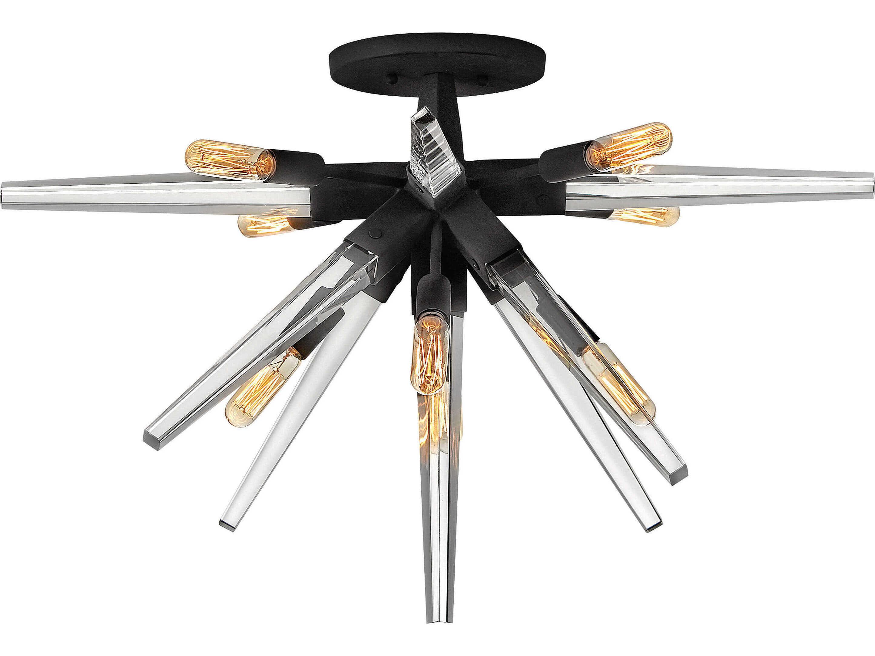 Fredrick Ramond Ariel 8-Light Black Crystal Semi Flush Mount