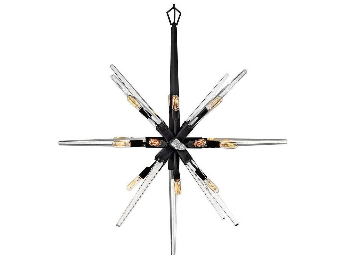 Fredrick Ramond Ariel 16-Light6-Light Black Crystal Linear Pendant