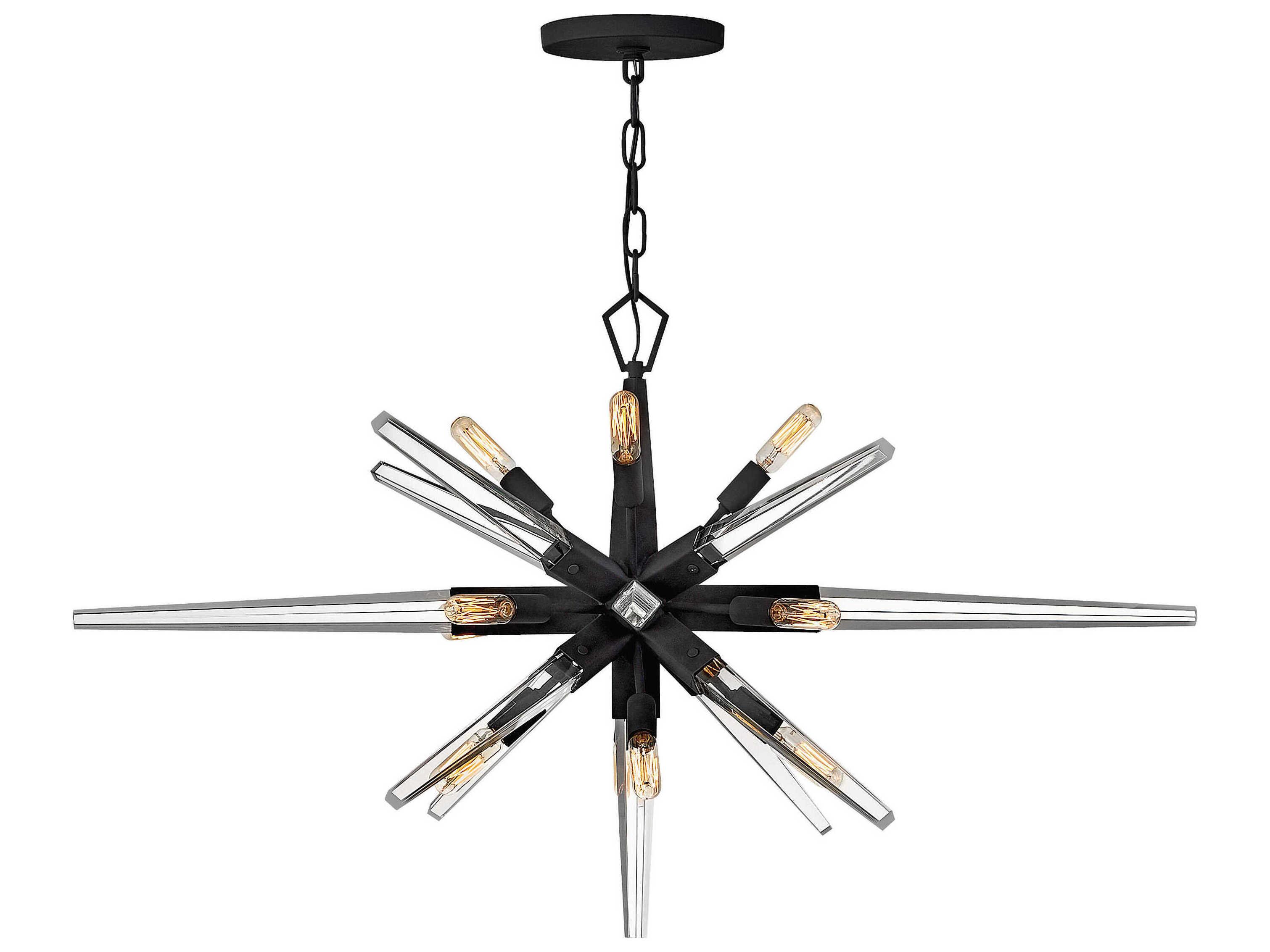 Fredrick Ramond Ariel 12-Light Black Crystal Linear Island Pendant