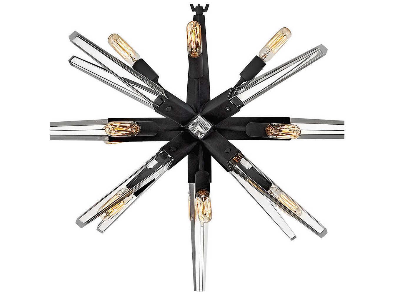 Fredrick Ramond Ariel 12-Light Black Crystal Linear Island Pendant