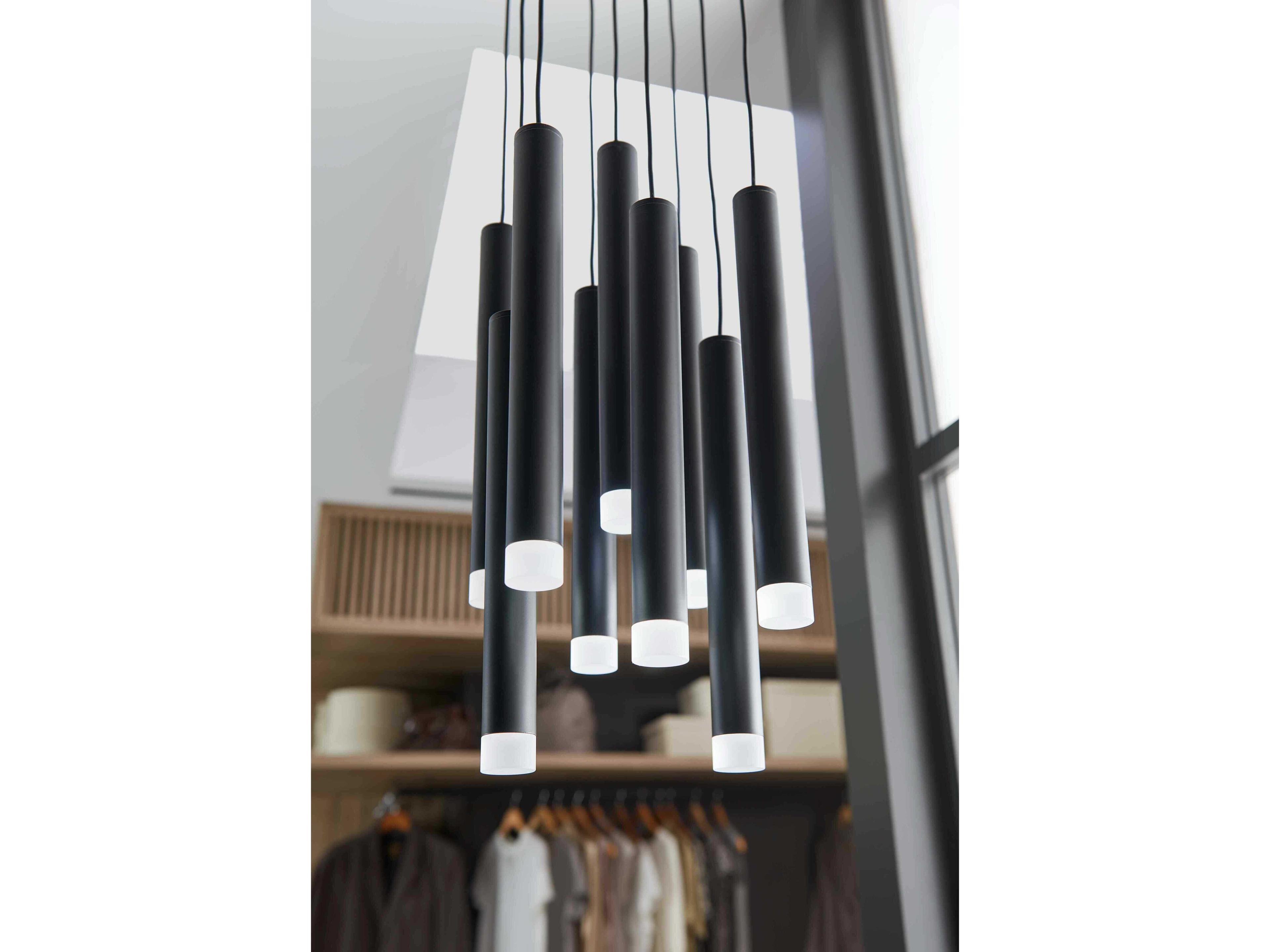 Fredrick Ramond Harmony 9-Light Black LED Cylinder Linear Mini Pendant
