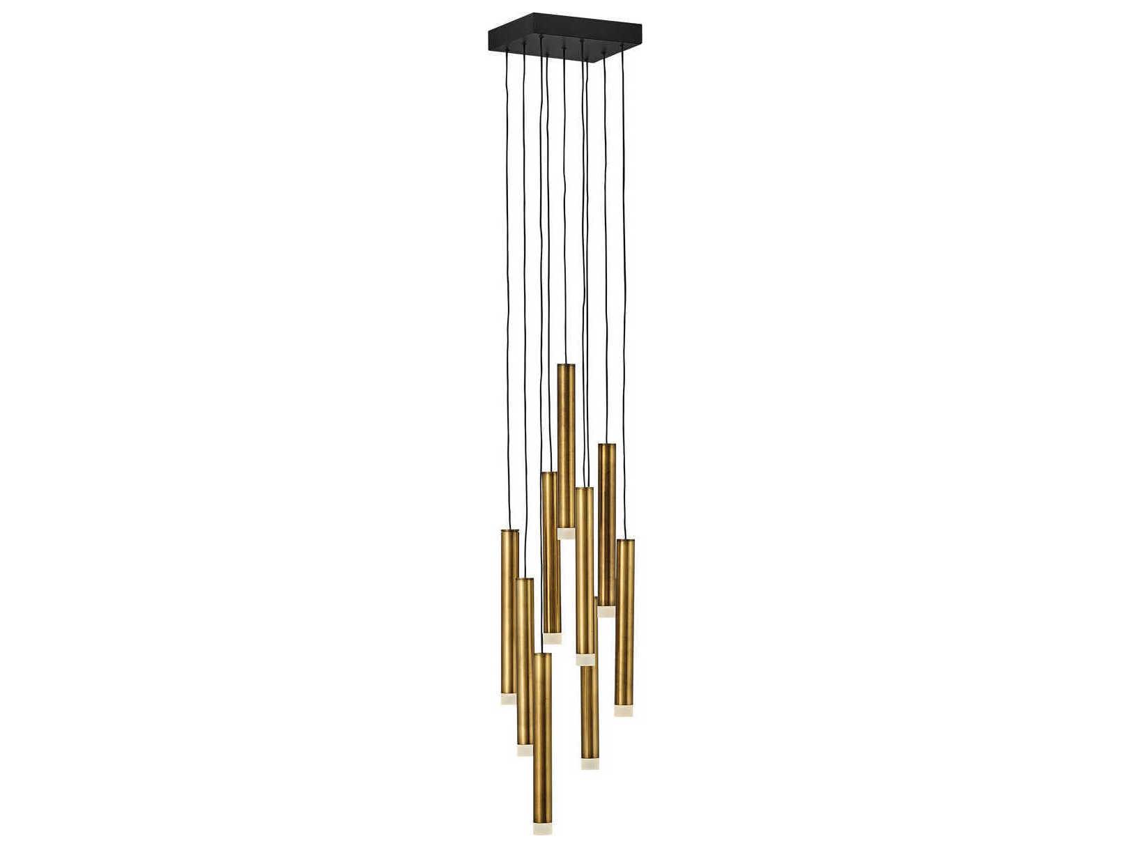 Fredrick Ramond Harmony 9-Light Heritage Brass Black LED Cylinder Linear Mini Pendant