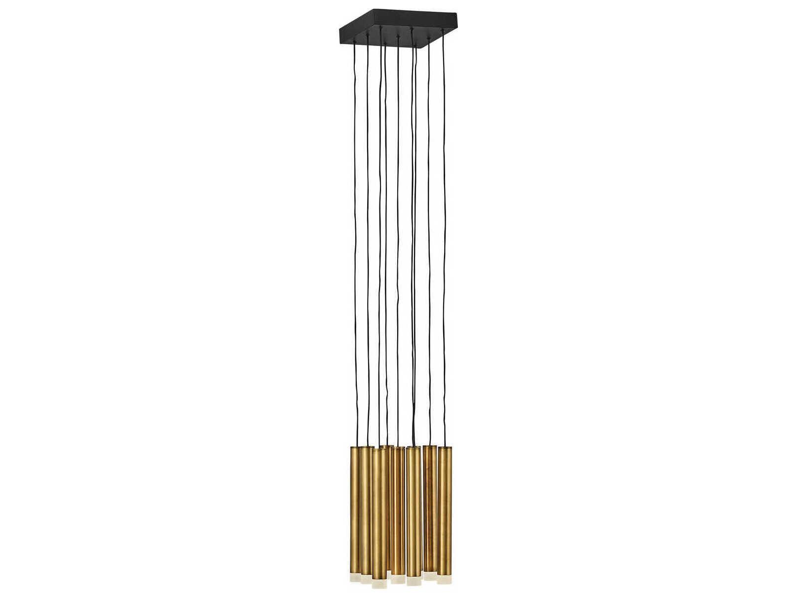 Fredrick Ramond Harmony 9-Light Heritage Brass Black LED Cylinder Linear Mini Pendant