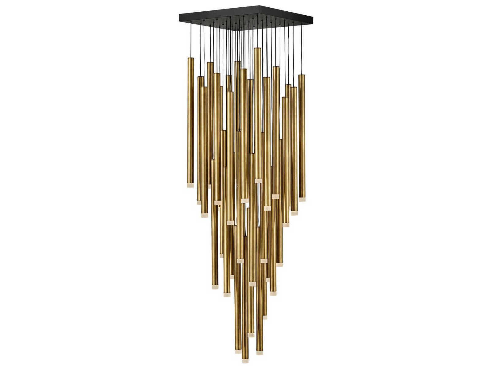 Fredrick Ramond Harmony 36-Light Heritage Brass Black LED Cylinder Linear Pendant