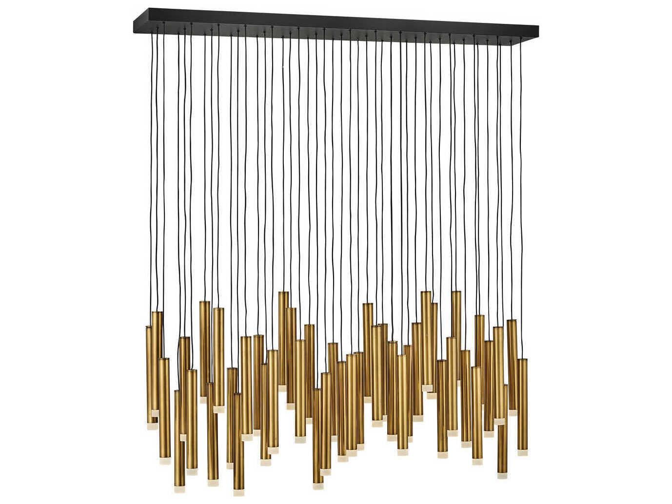 Fredrick Ramond Harmony 45-Light Heritage Brass Black LED Cylinder Linear Island Pendant