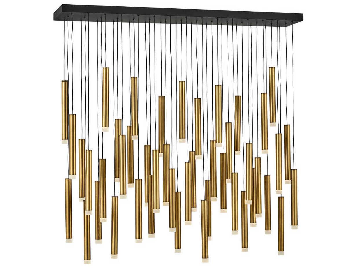 Fredrick Ramond Harmony 45-Light Heritage Brass Black LED Cylinder Linear Island Pendant