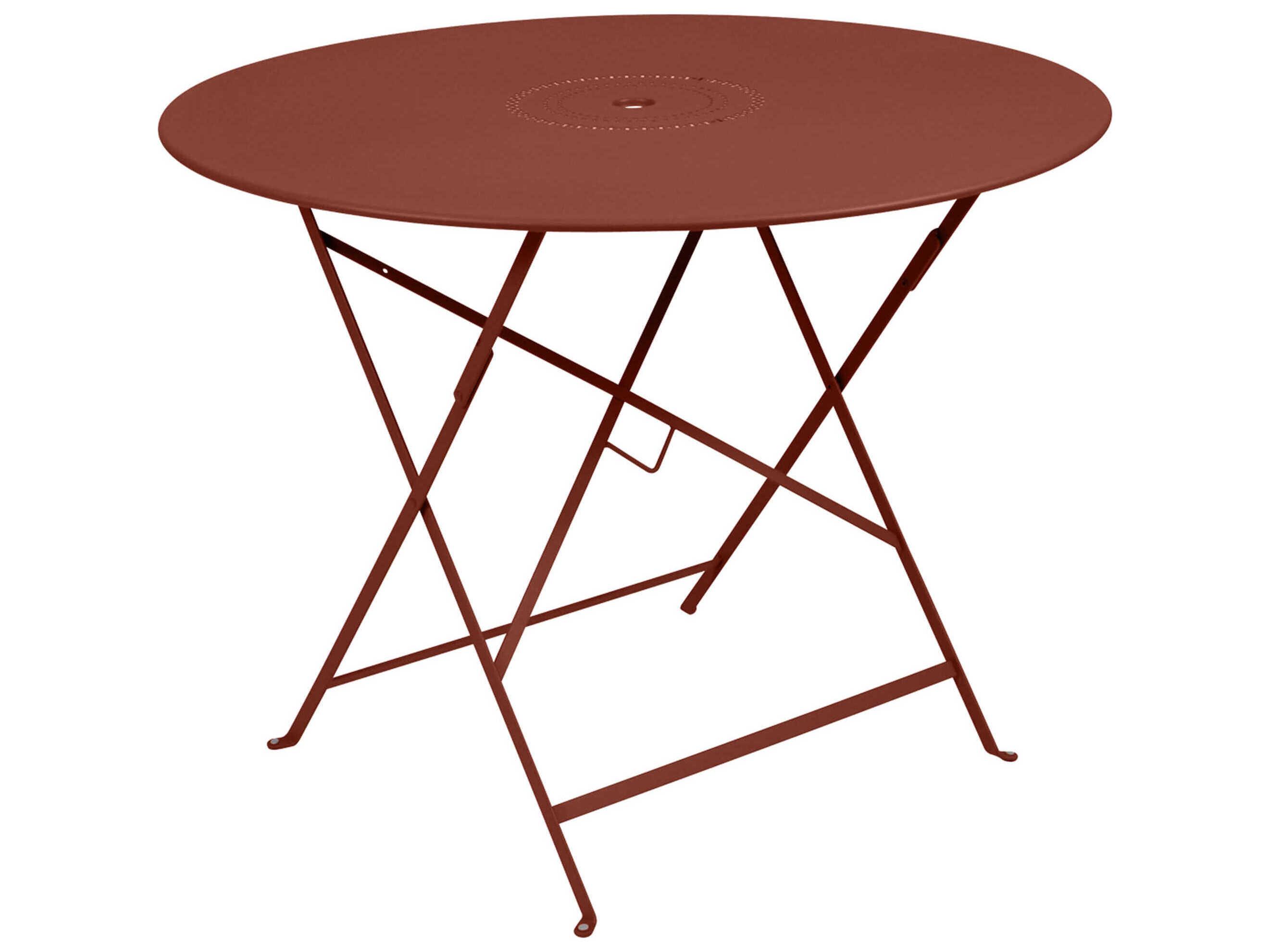 Fermob Floreal Steel Round Umbrella Hole Dining Table
