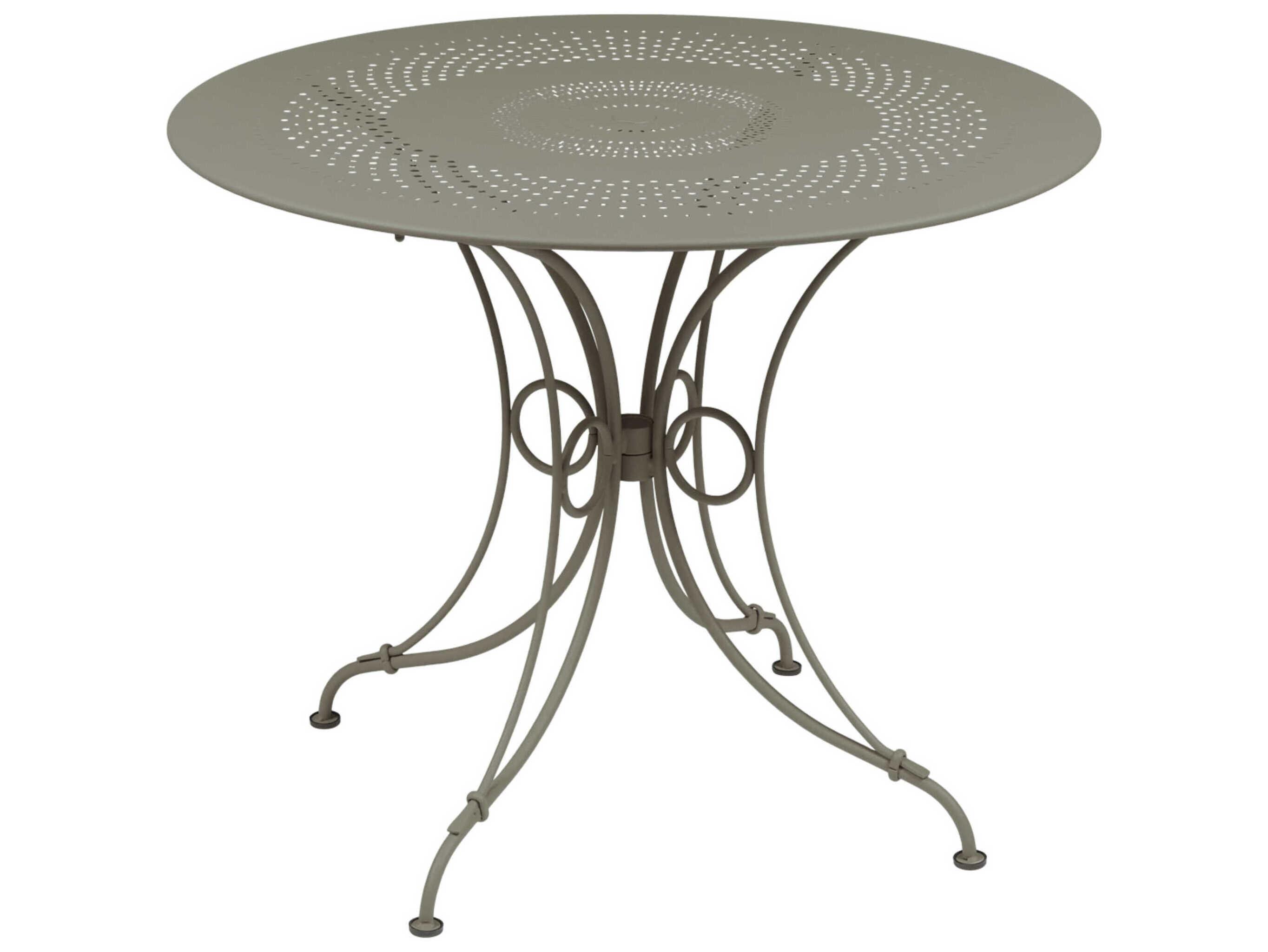 Fermob 1900 Steel Round Umbrella Hole Dining Table