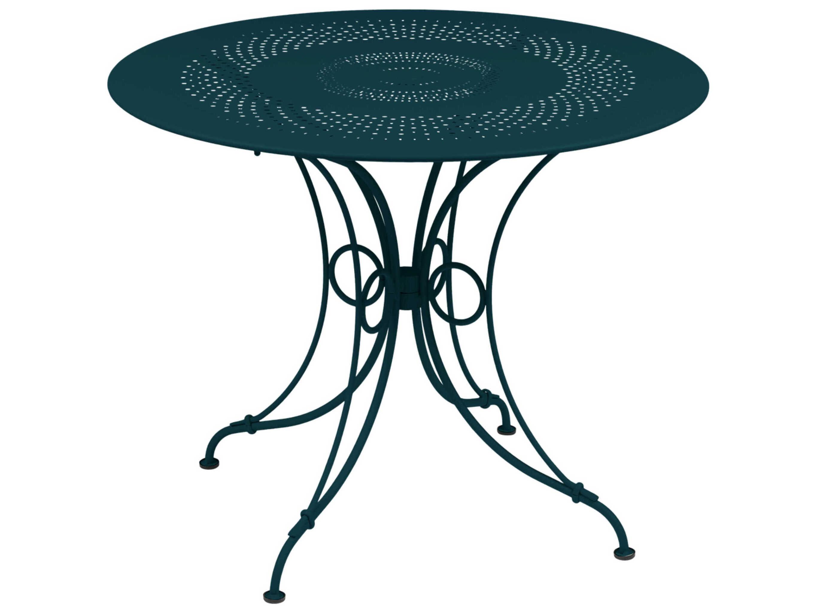 Fermob 1900 Steel Round Umbrella Hole Dining Table