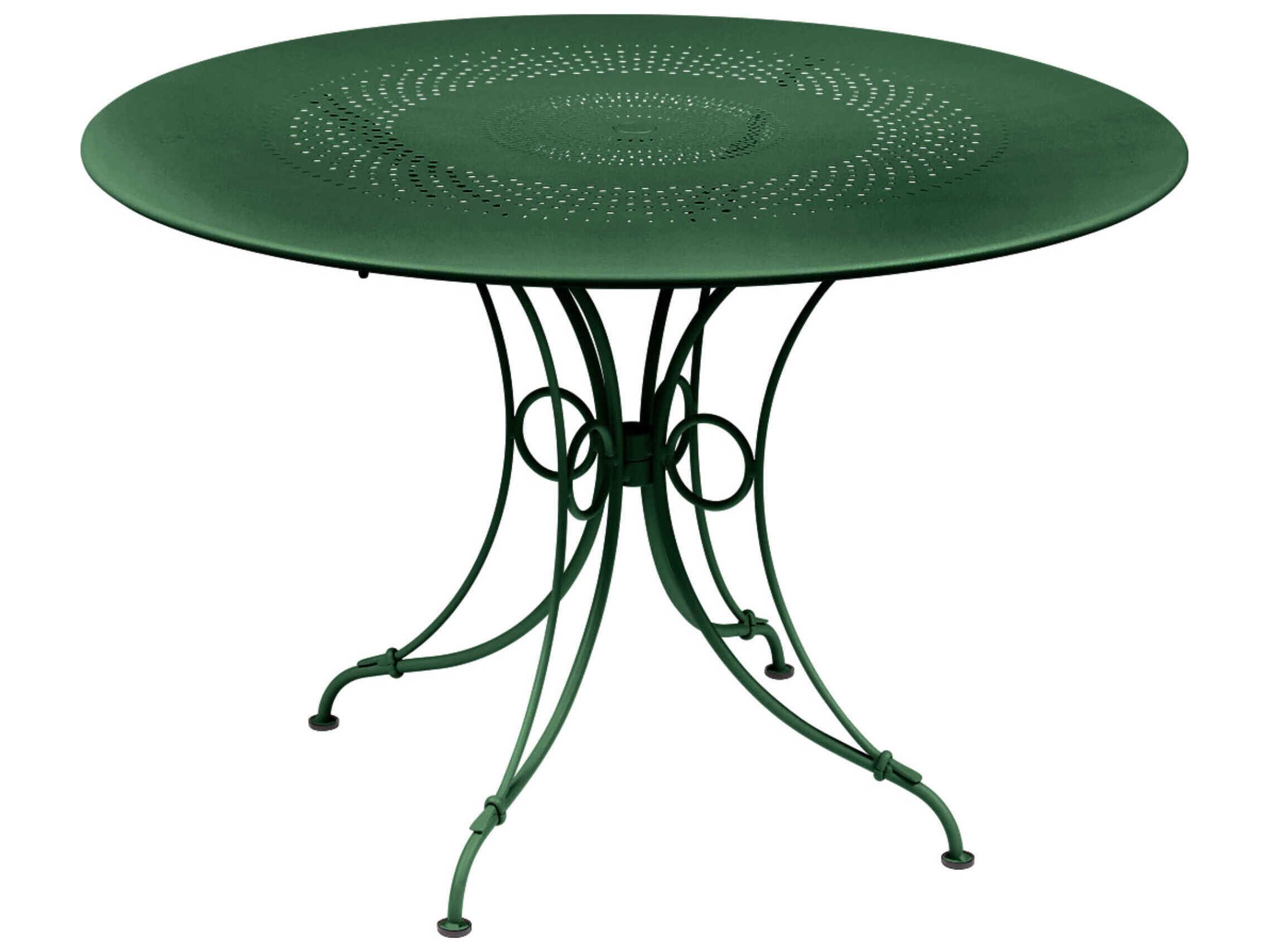 Fermob 1900 Steel Round Umbrella Hole Dining Table