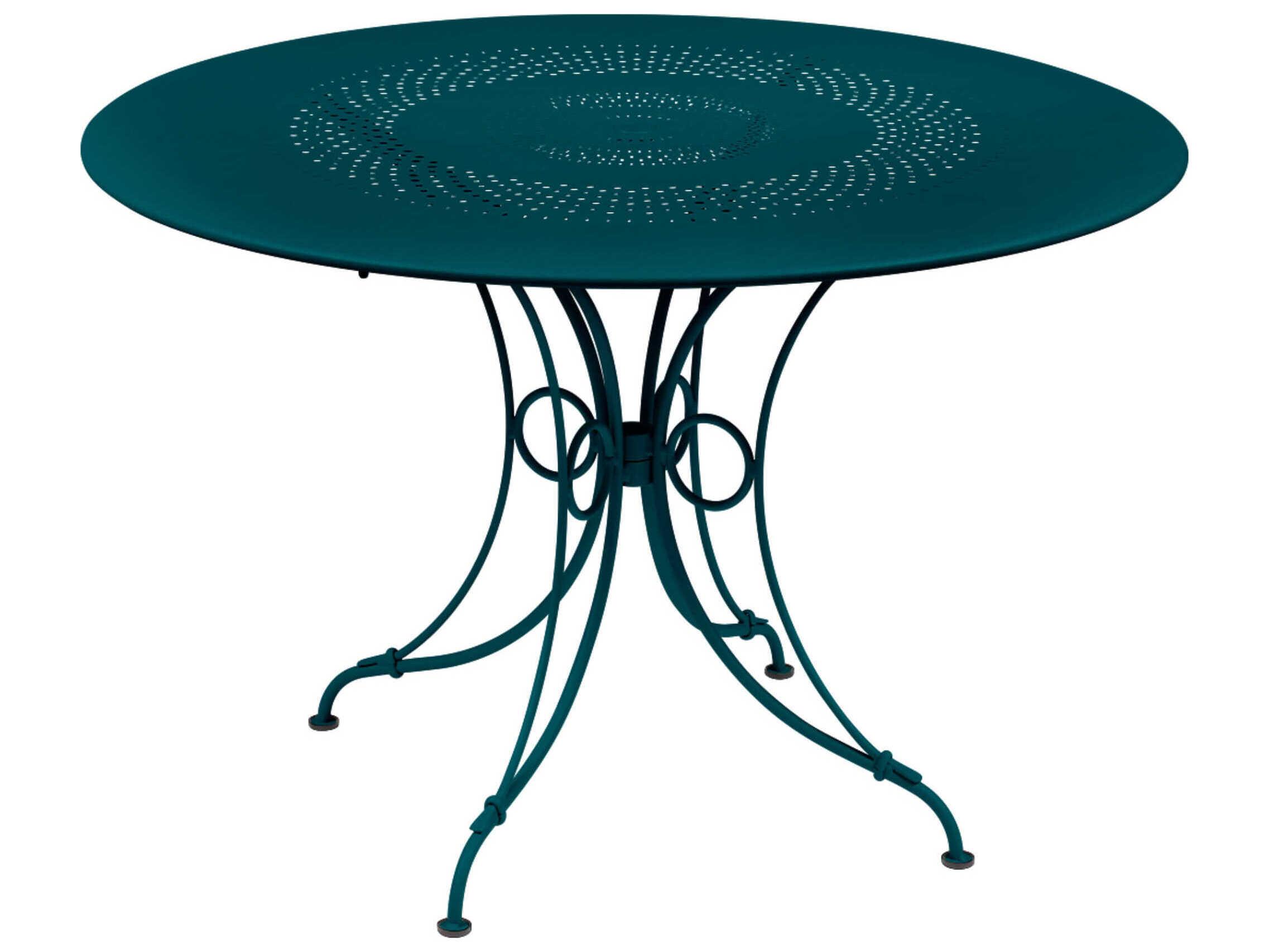 Fermob 1900 Steel Round Umbrella Hole Dining Table