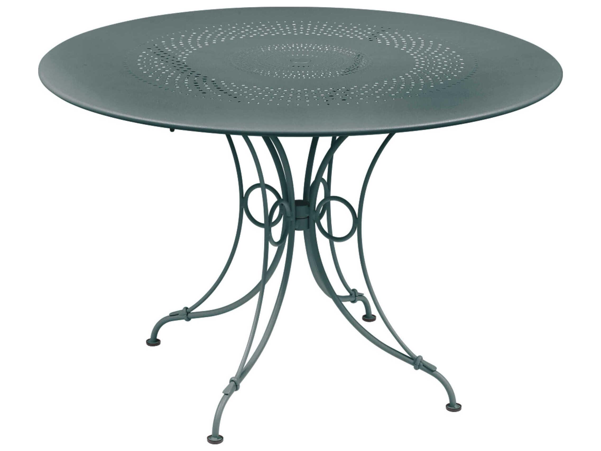 Fermob 1900 Steel Round Umbrella Hole Dining Table