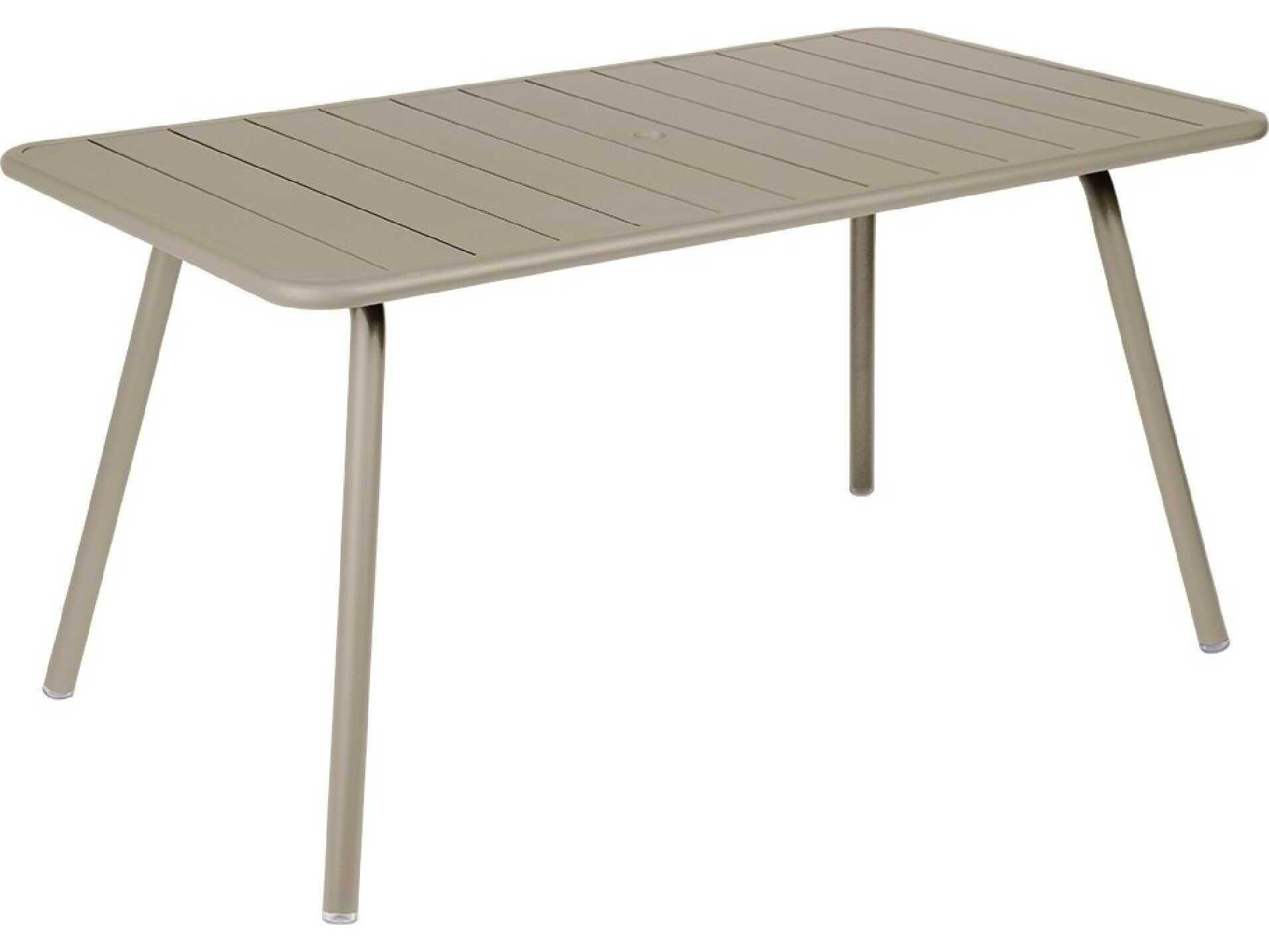 Fermob Luxembourg Aluminum Rectangular Umbrella Hole Dining Table
