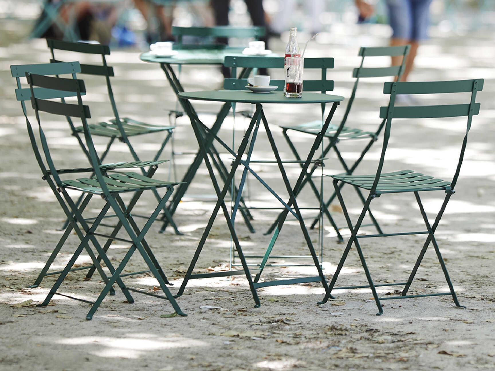 Fermob Bistro Duraflon Cedar Green Steel Metal Dining Chair Set of 2