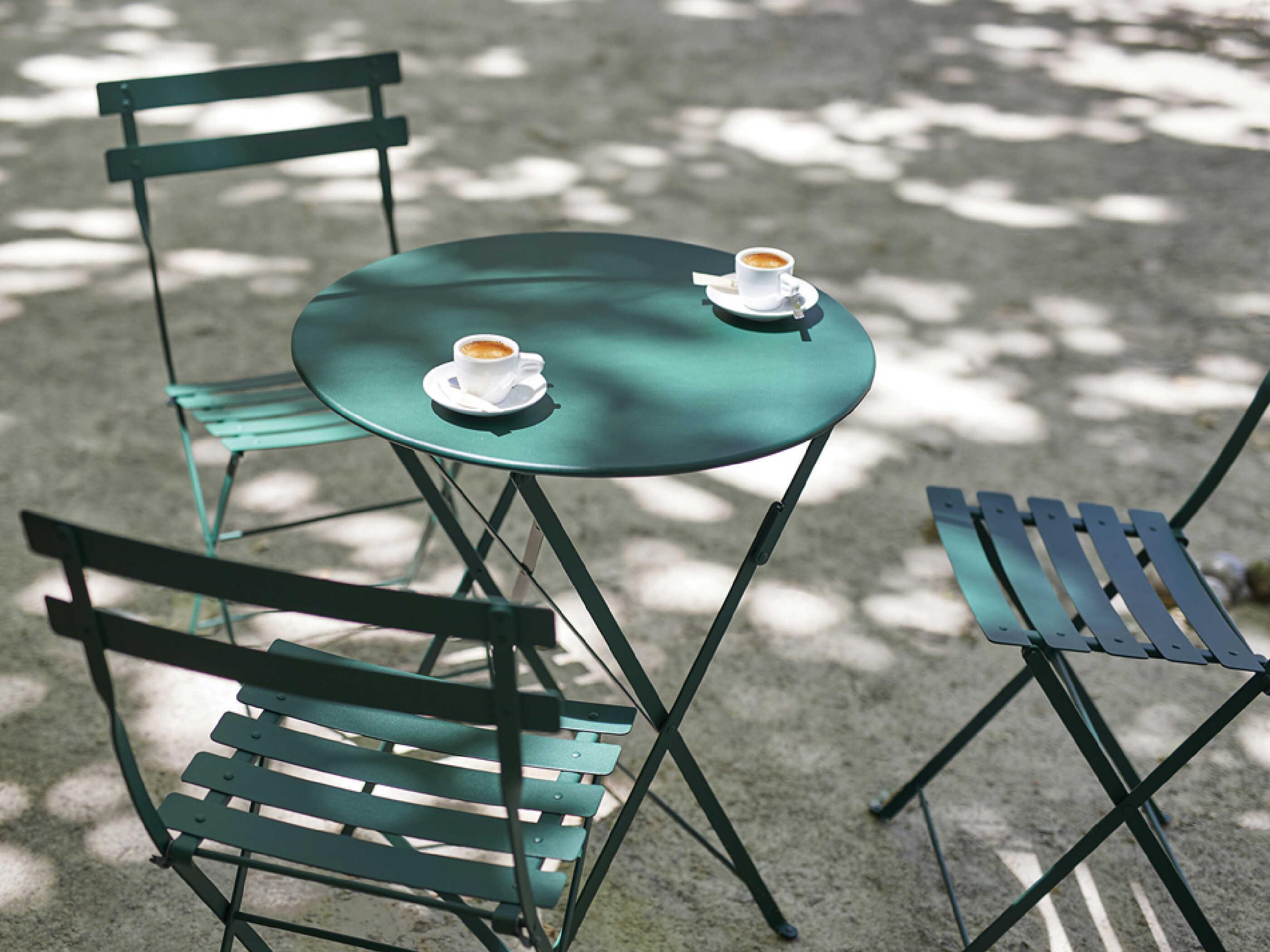 Fermob Bistro Duraflon Cedar Green Steel Metal Dining Chair Set of 2