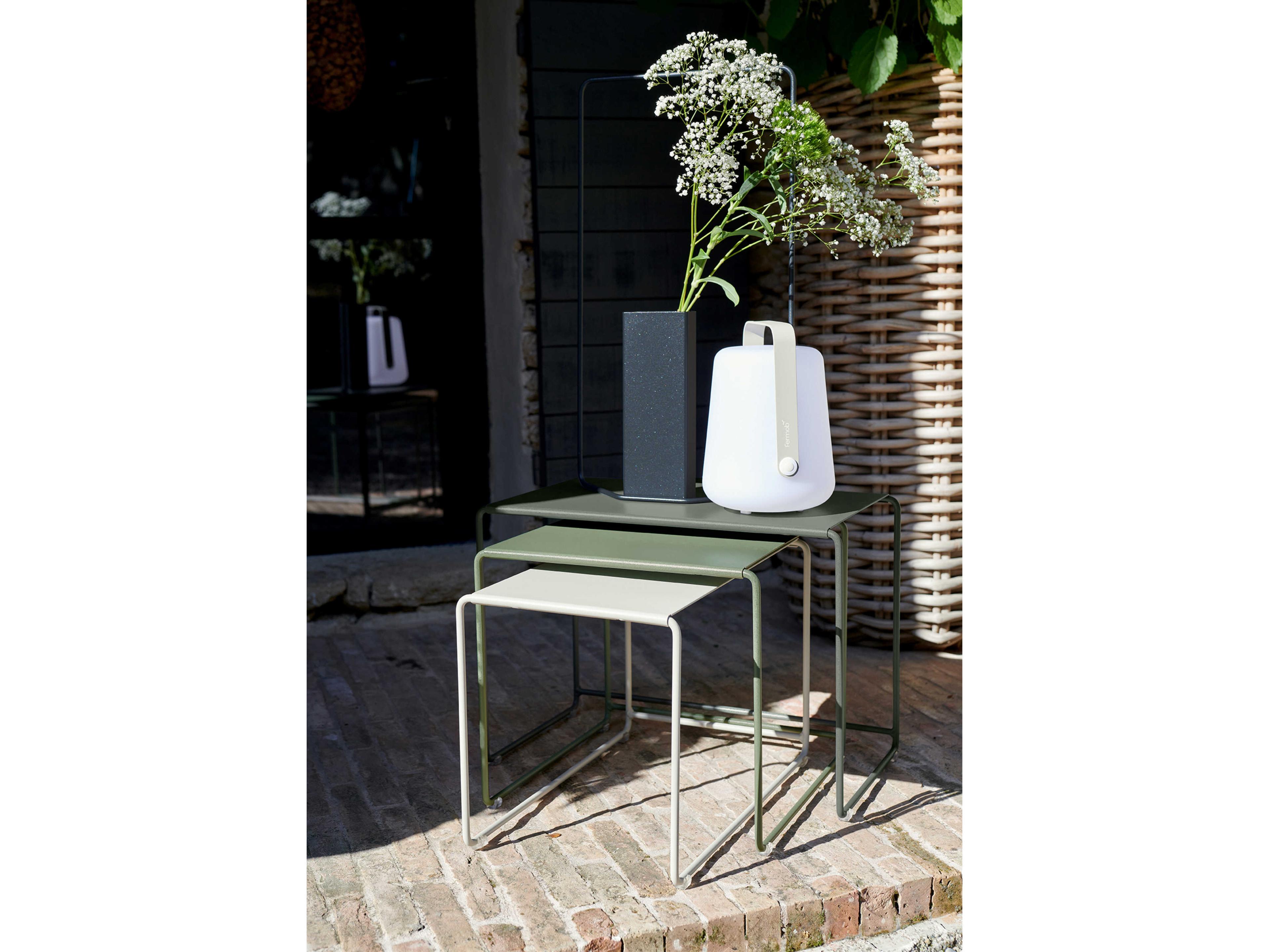 Fermob Oulala Highlighted Nature Steel Rectangular Nesting Tables