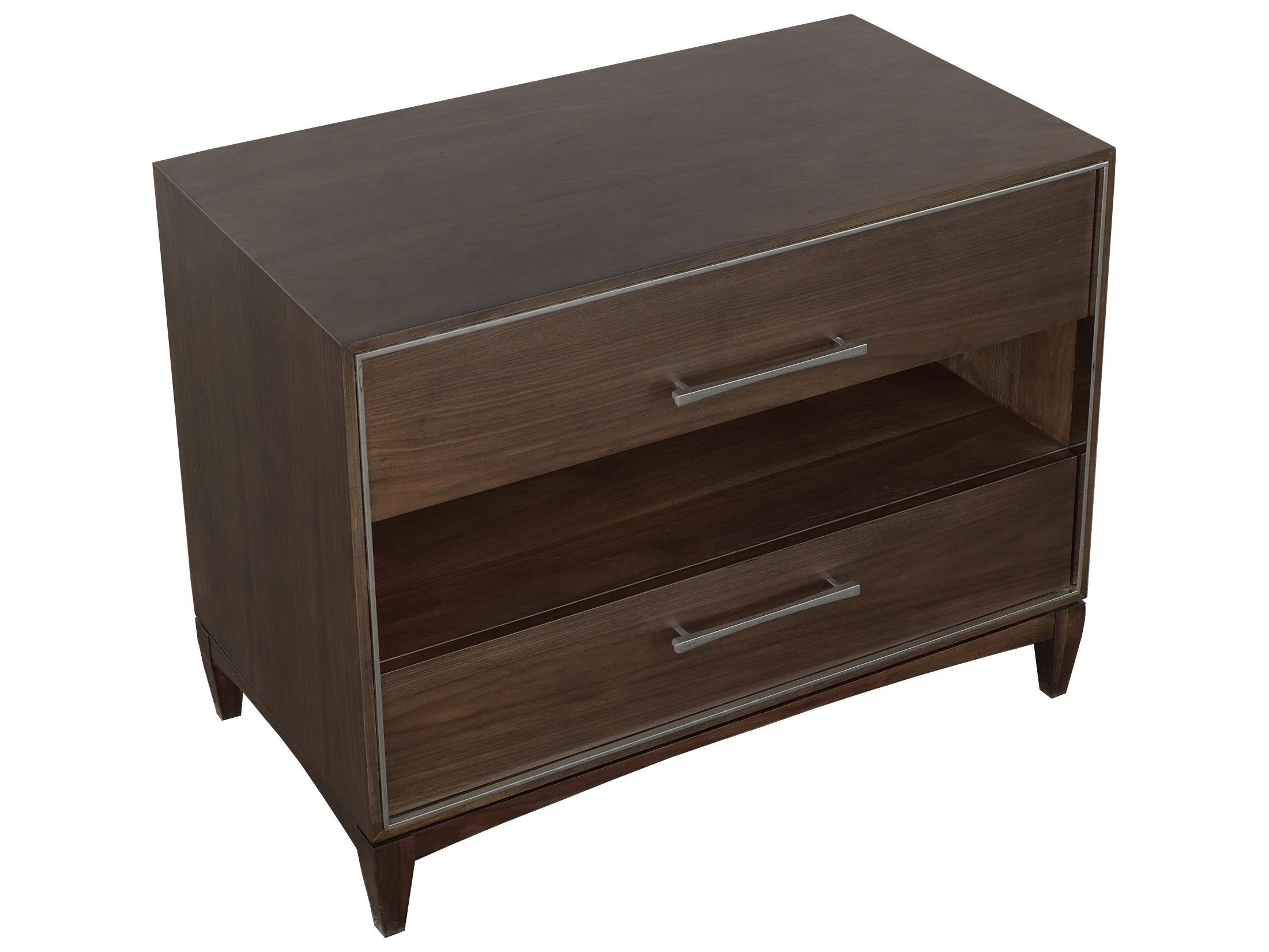 Fairfield Chair Libby Langdon For Fairfield 2-Drawers Brown Walnut Wood Nightstand