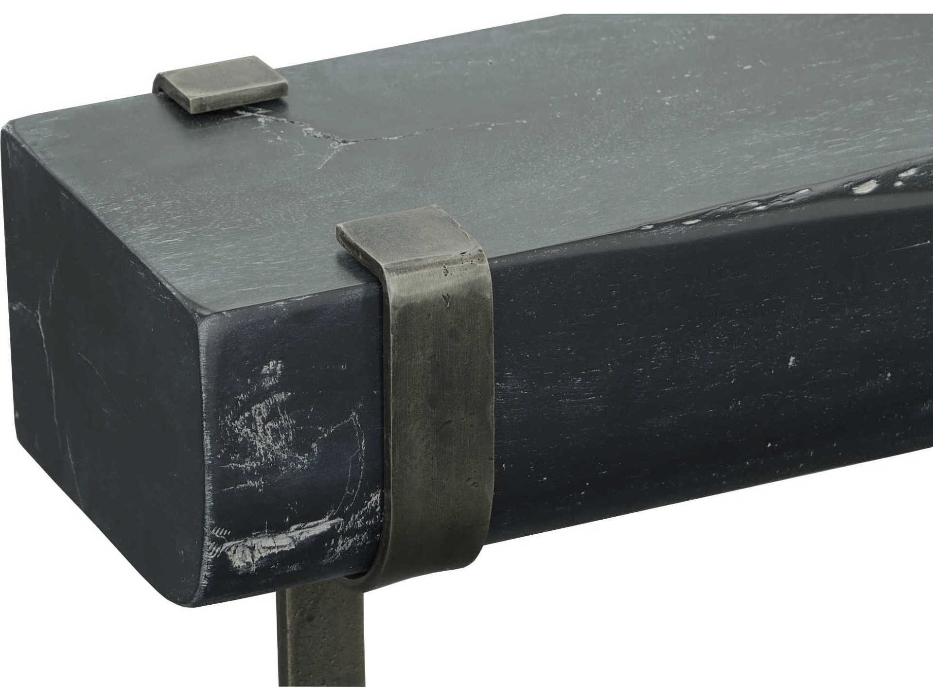 Fairfield Chair Sundries Rectangular Wood Blackwashed Antique Zinc End Table