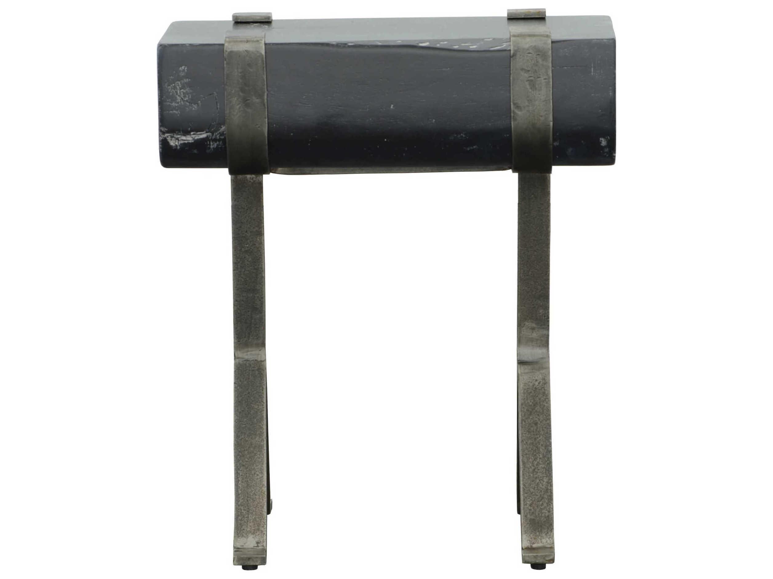 Fairfield Chair Sundries Rectangular Wood Blackwashed Antique Zinc End Table