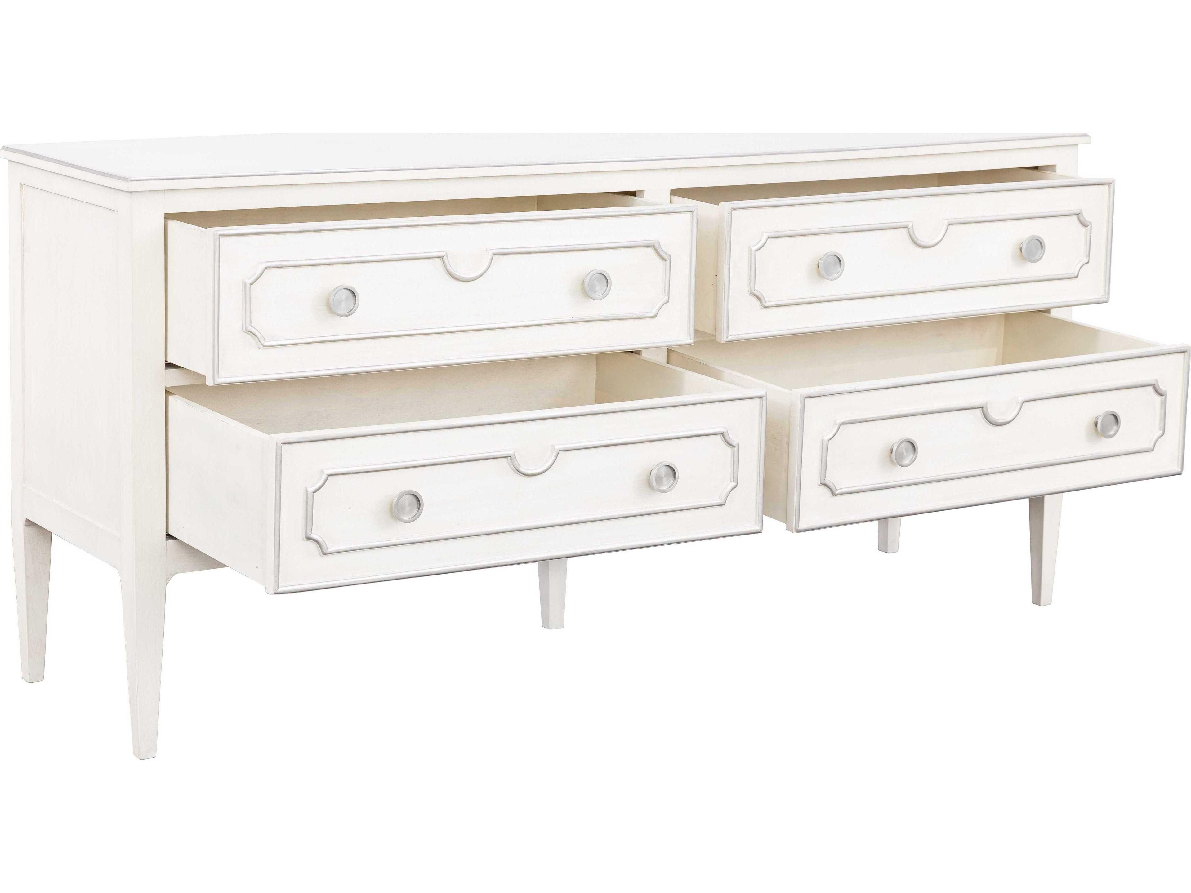 Fairfield Chair Camille 4-Drawers White Walnut Wood Double Dresser