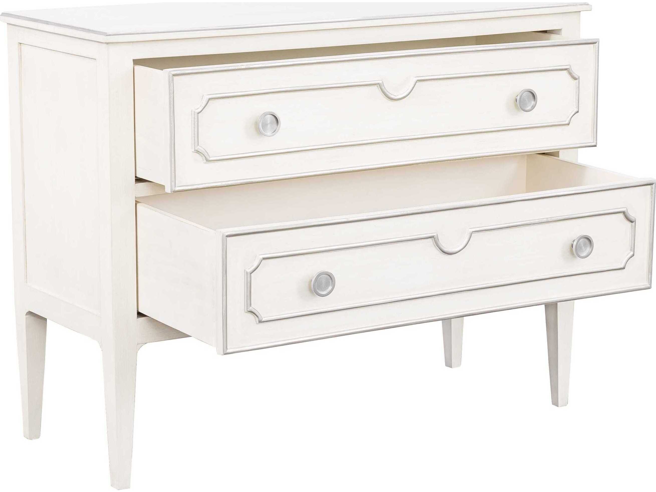 Fairfield Chair Camille 2-Drawers White Walnut Wood Nightstand