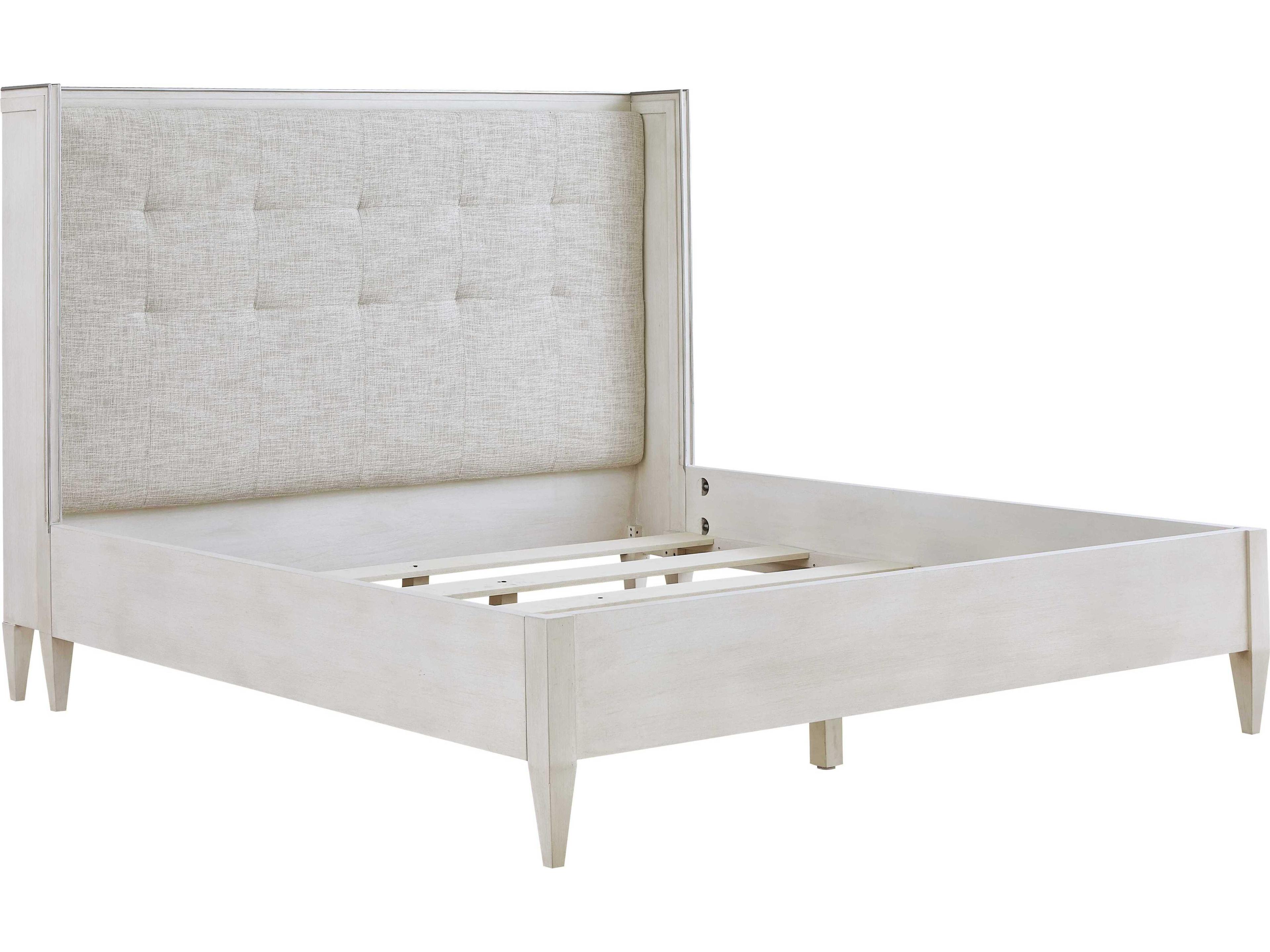 Fairfield Chair Camille Linen White Walnut Wood Queen Shelter Bed