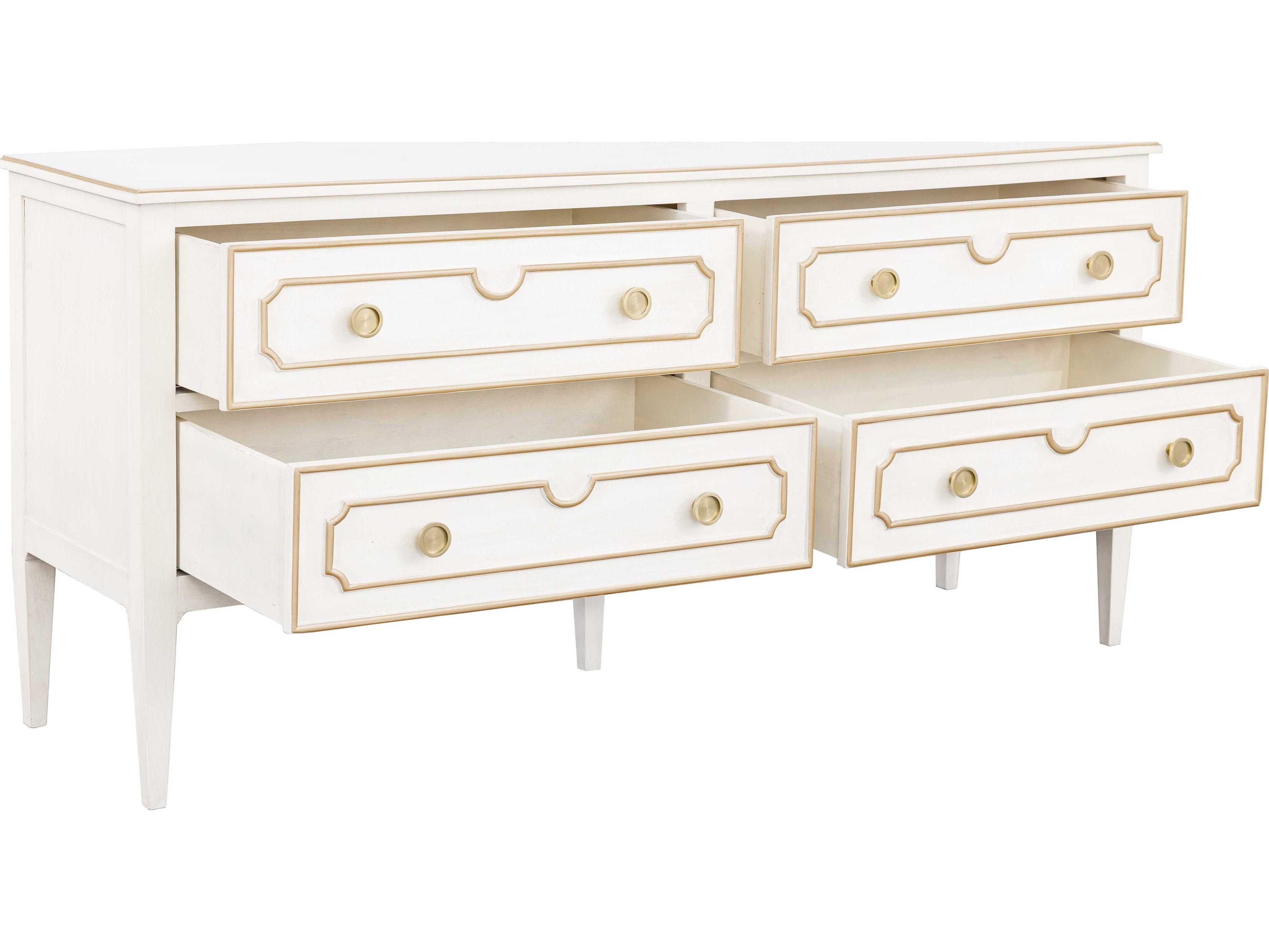 Fairfield Chair Camille 4-Drawers White Walnut Wood Double Dresser