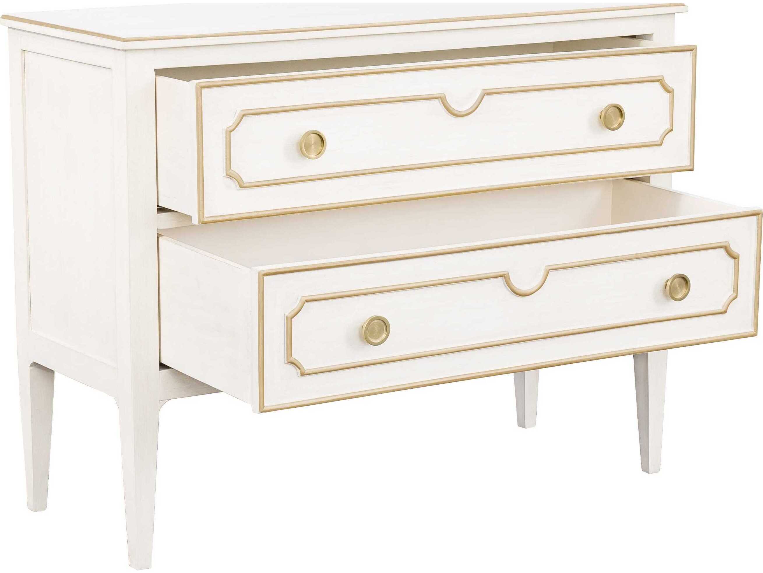 Fairfield Chair Camille 2-Drawers White Walnut Wood Nightstand