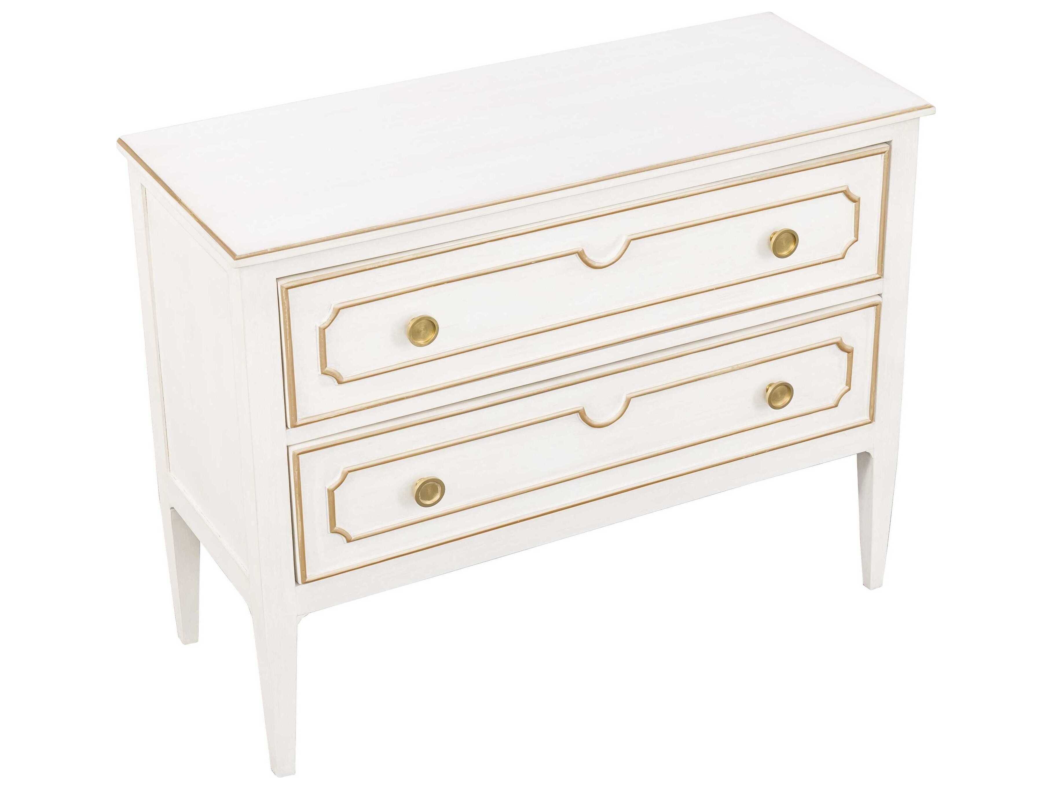Fairfield Chair Camille 2-Drawers White Walnut Wood Nightstand