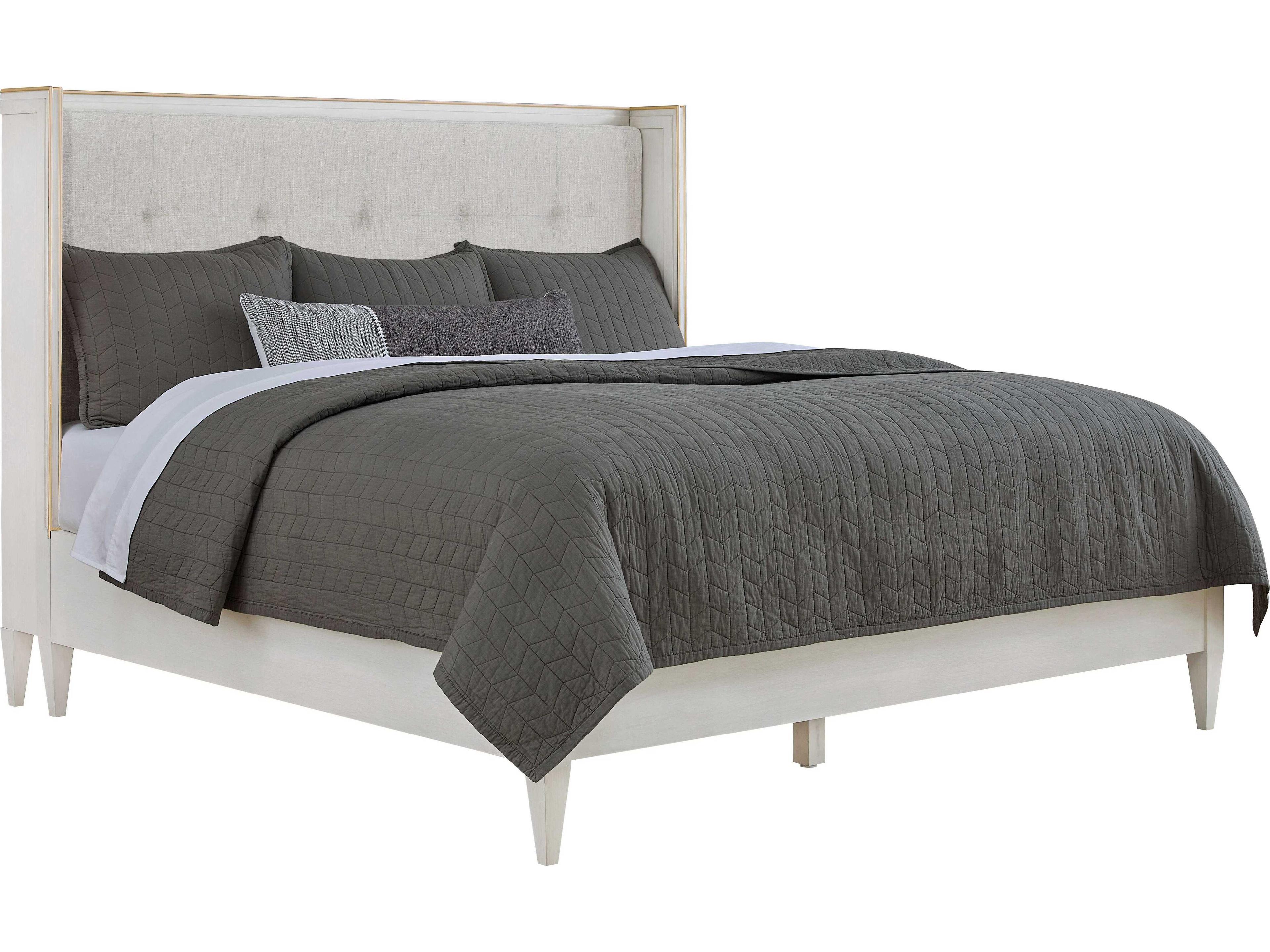 Fairfield Chair Camille Linen White Walnut Wood King Shelter Bed