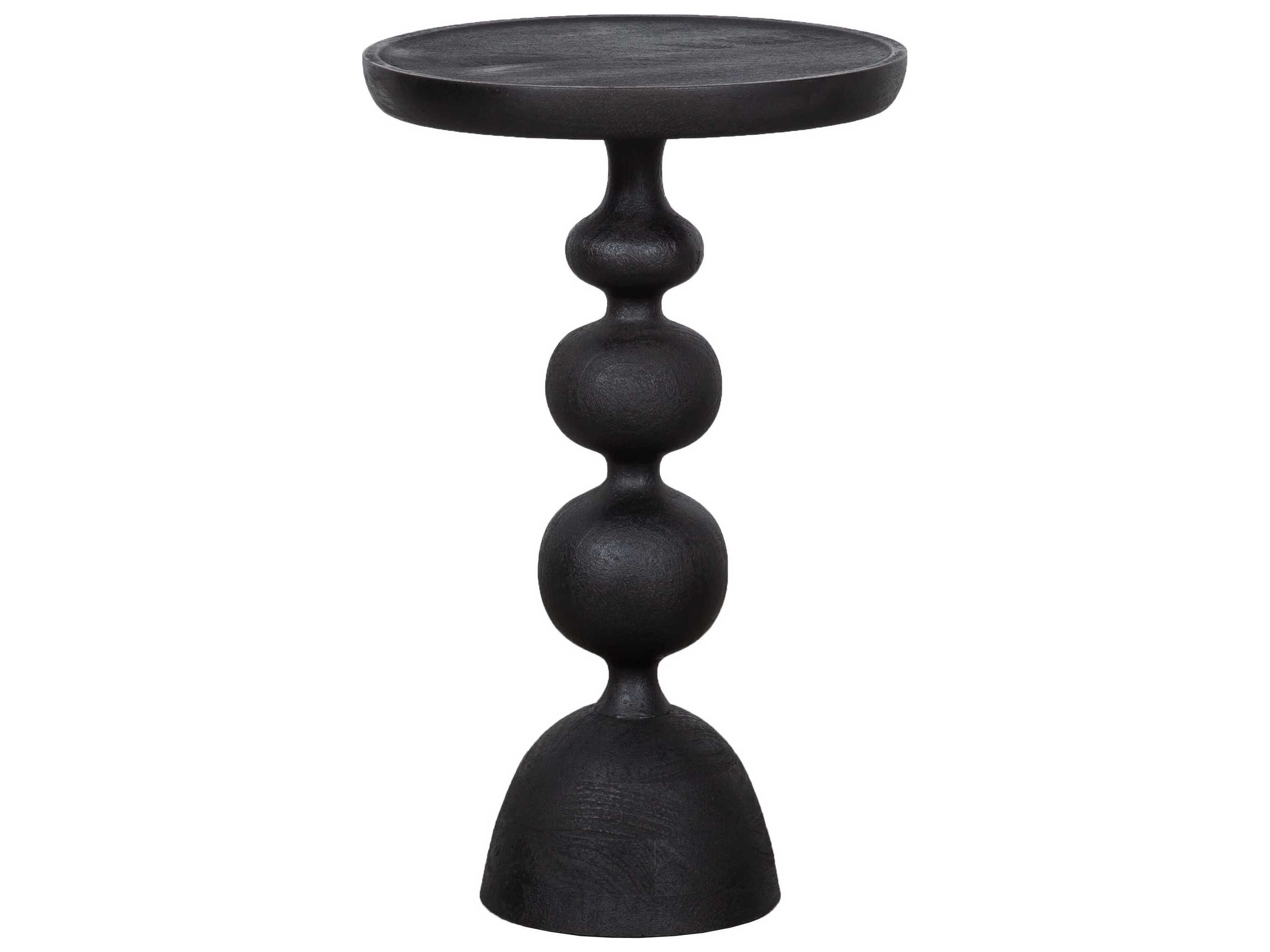Fairfield Chair Sundries Fawn Round Wood Sandblasted Black Drink Table