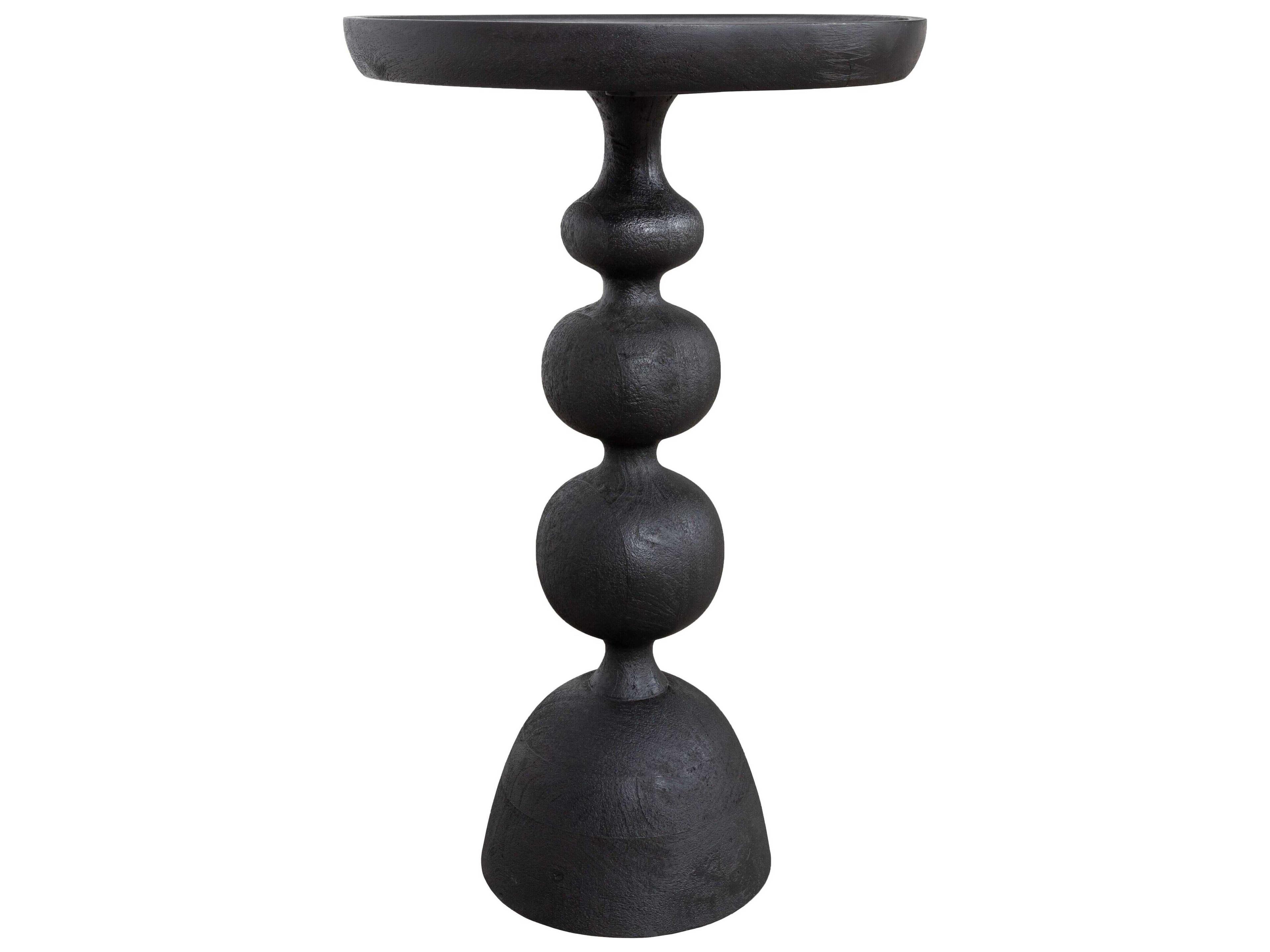 Fairfield Chair Sundries Fawn Round Wood Sandblasted Black Drink Table
