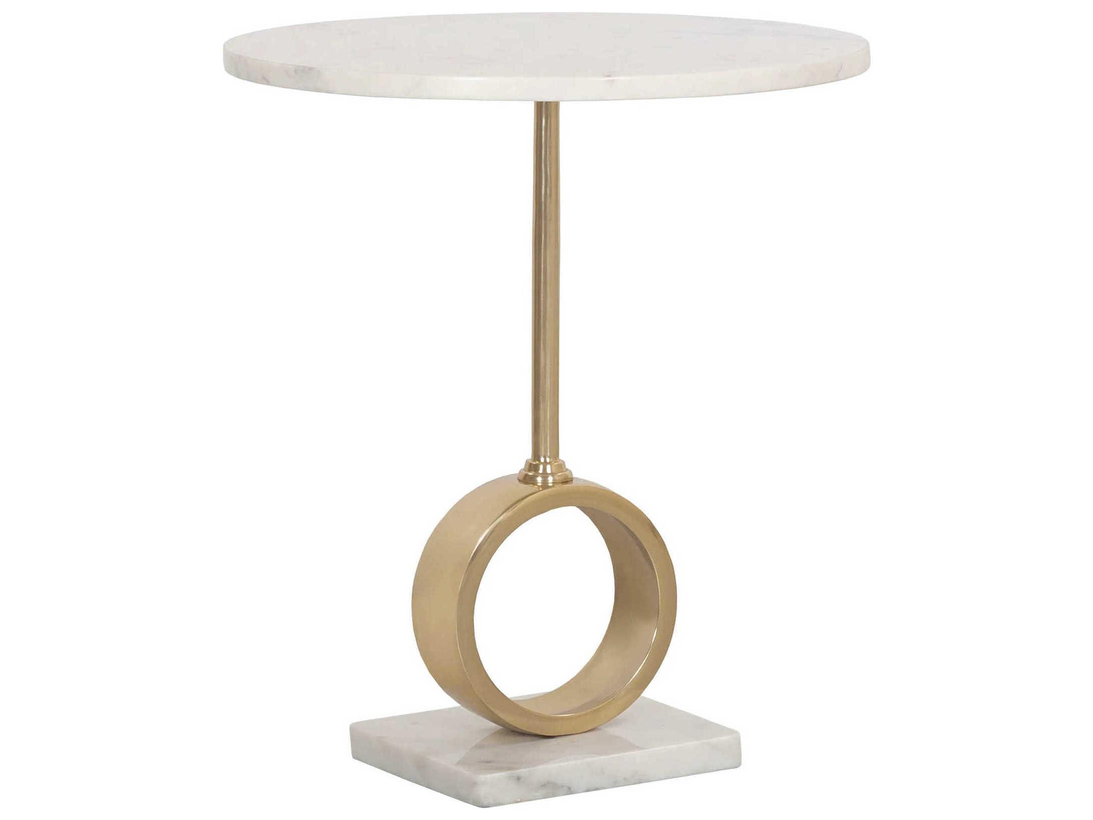 Fairfield Chair Sundries Round Marble Carrara Marbel Gold End Table