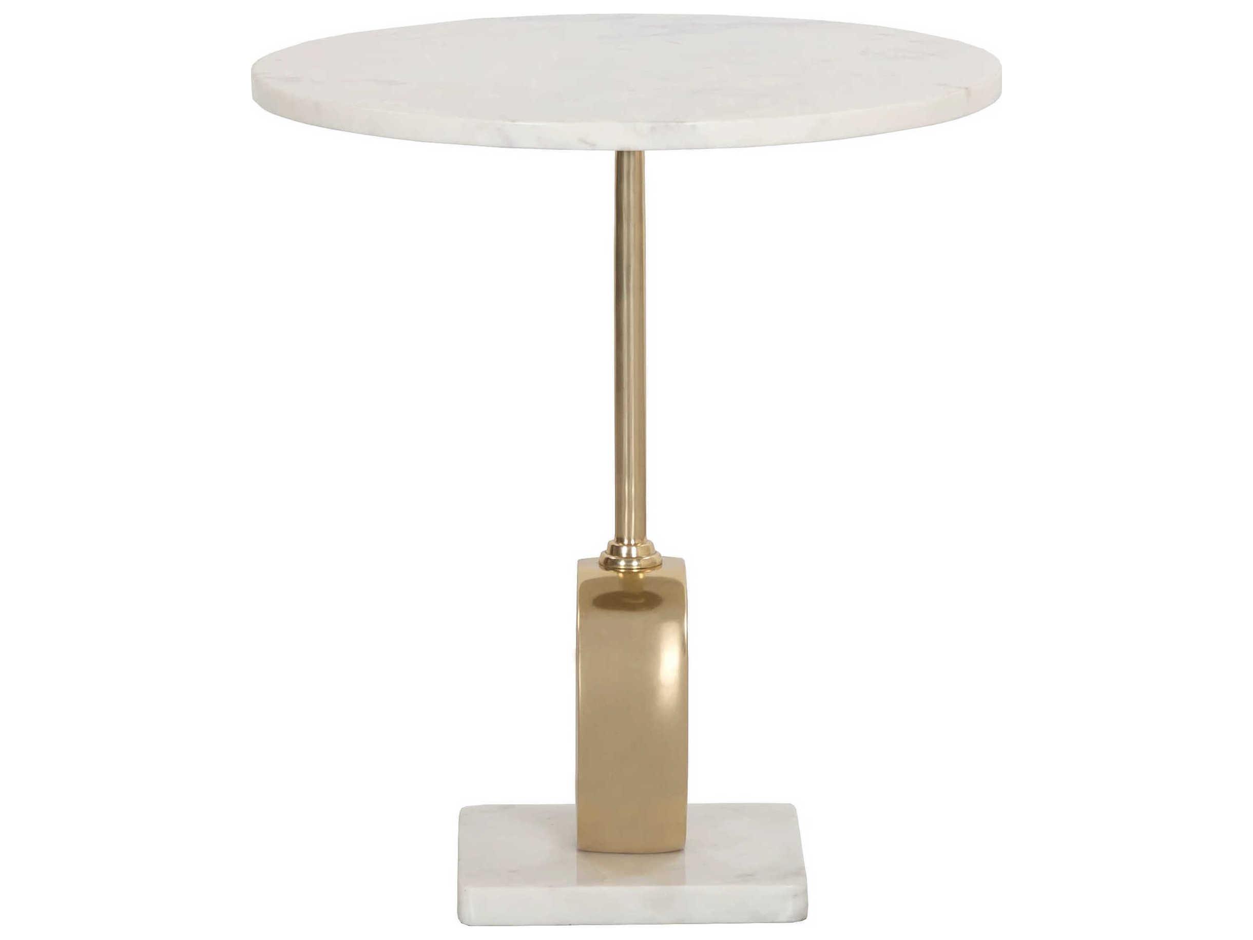 Fairfield Chair Sundries Round Marble Carrara Marbel Gold End Table