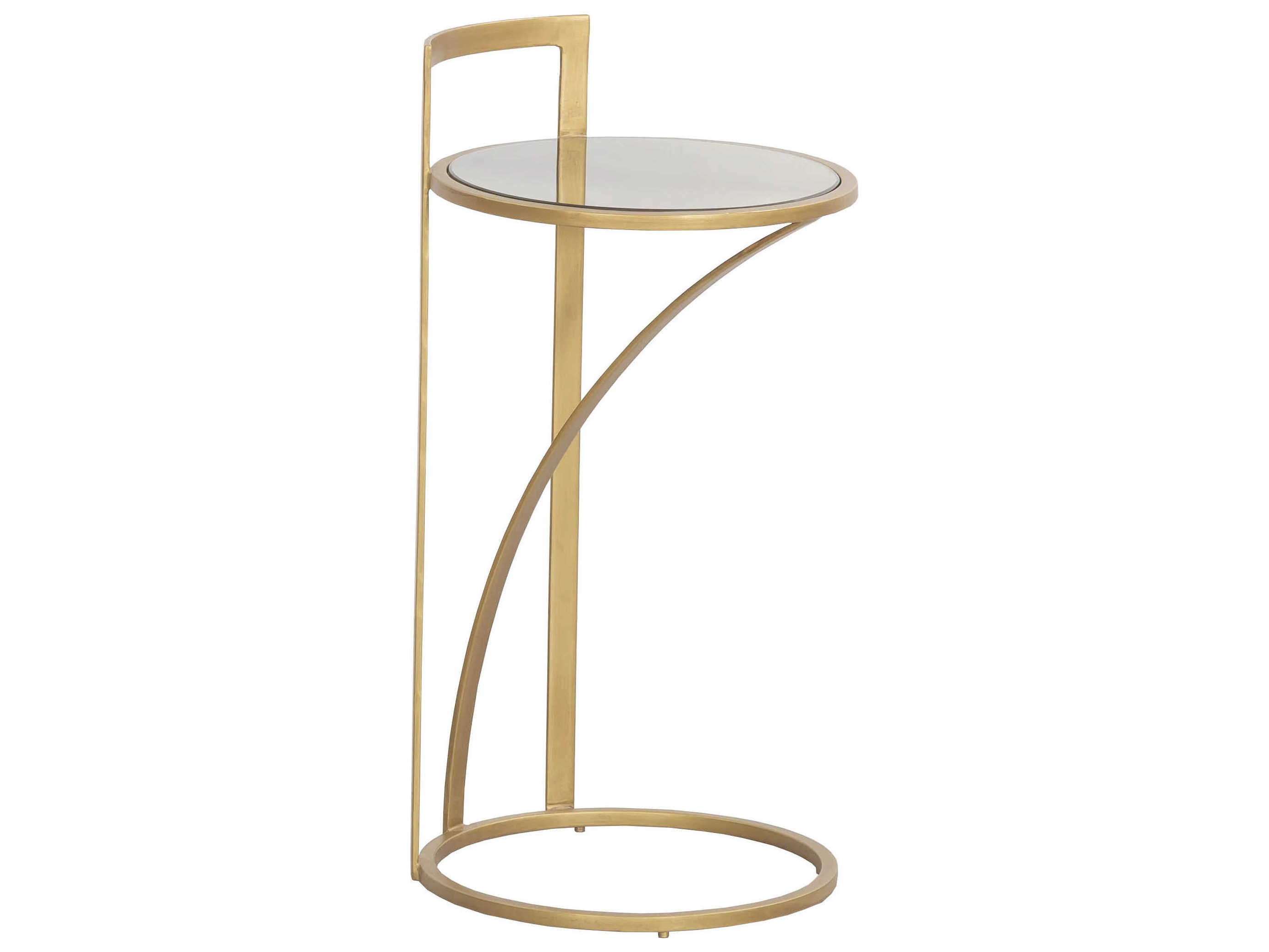 Fairfield Chair Sundries Round Antique Glass Gold End Table