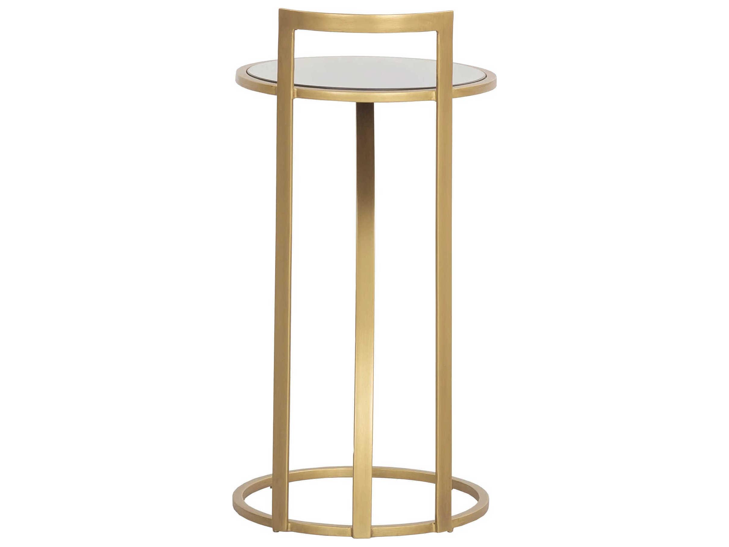 Fairfield Chair Sundries Round Antique Glass Gold End Table