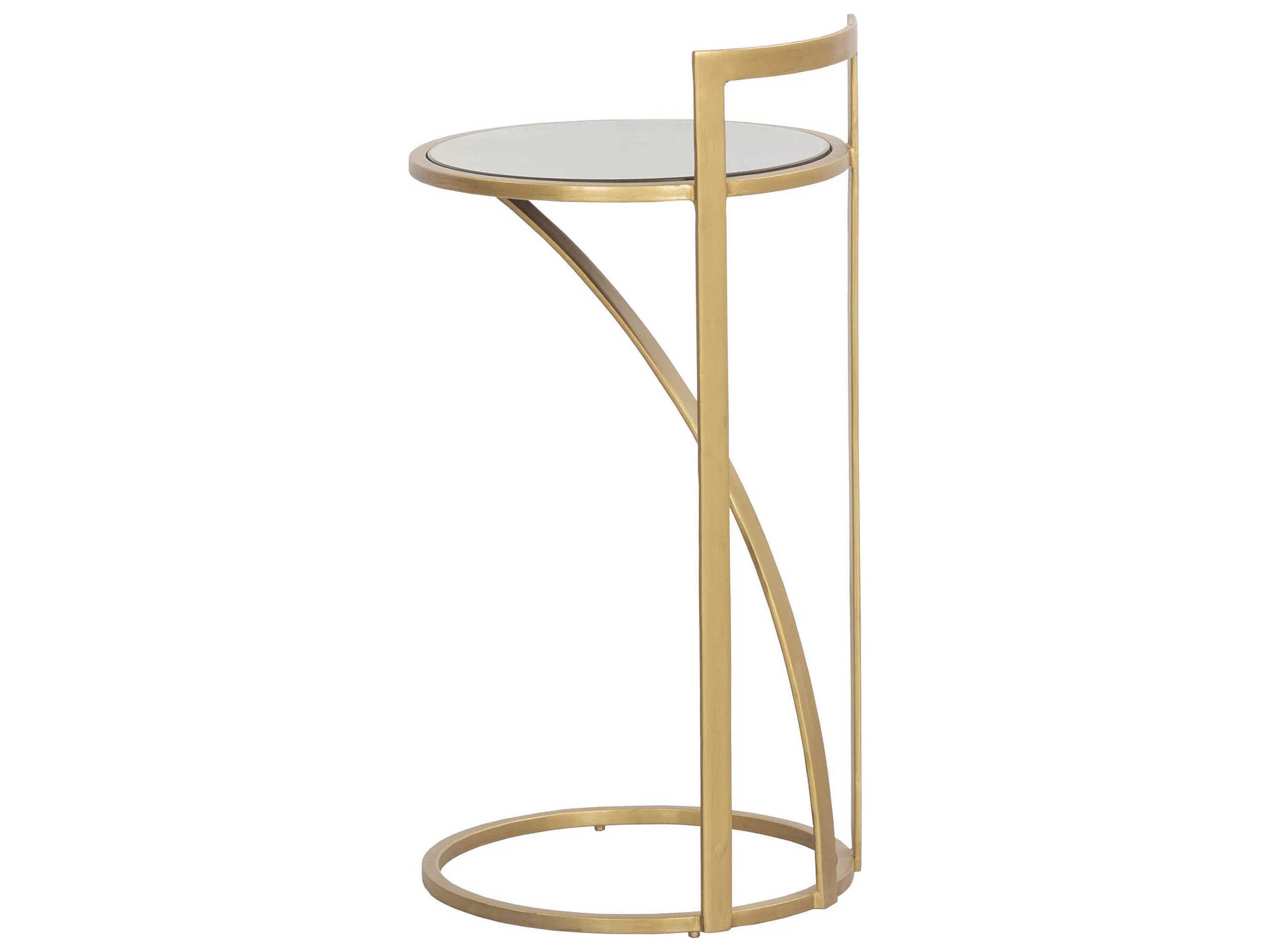 Fairfield Chair Sundries Round Antique Glass Gold End Table