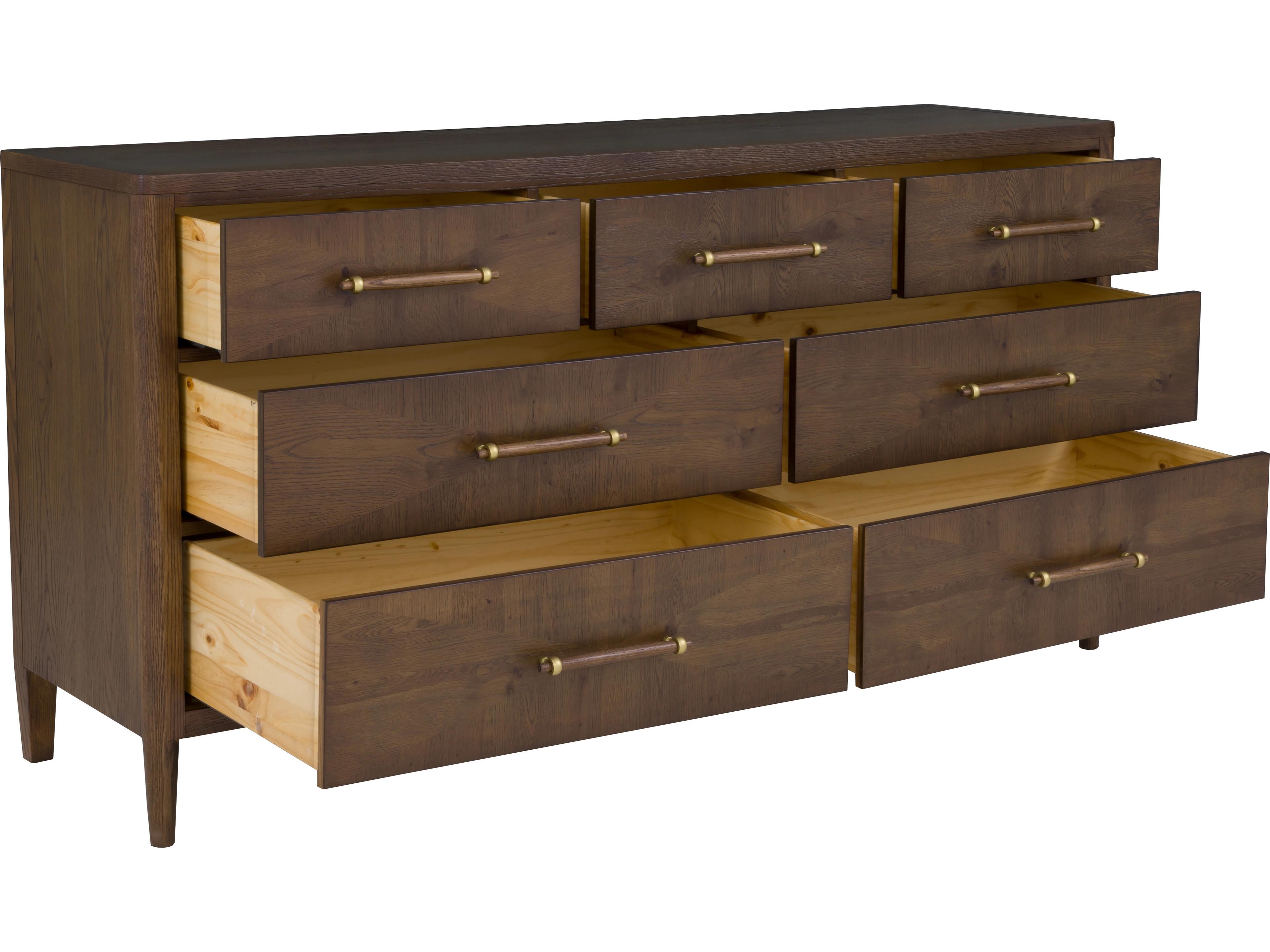 Fairfield Chair Maxwell 7-Drawers Brown Oak Wood Double Dresser