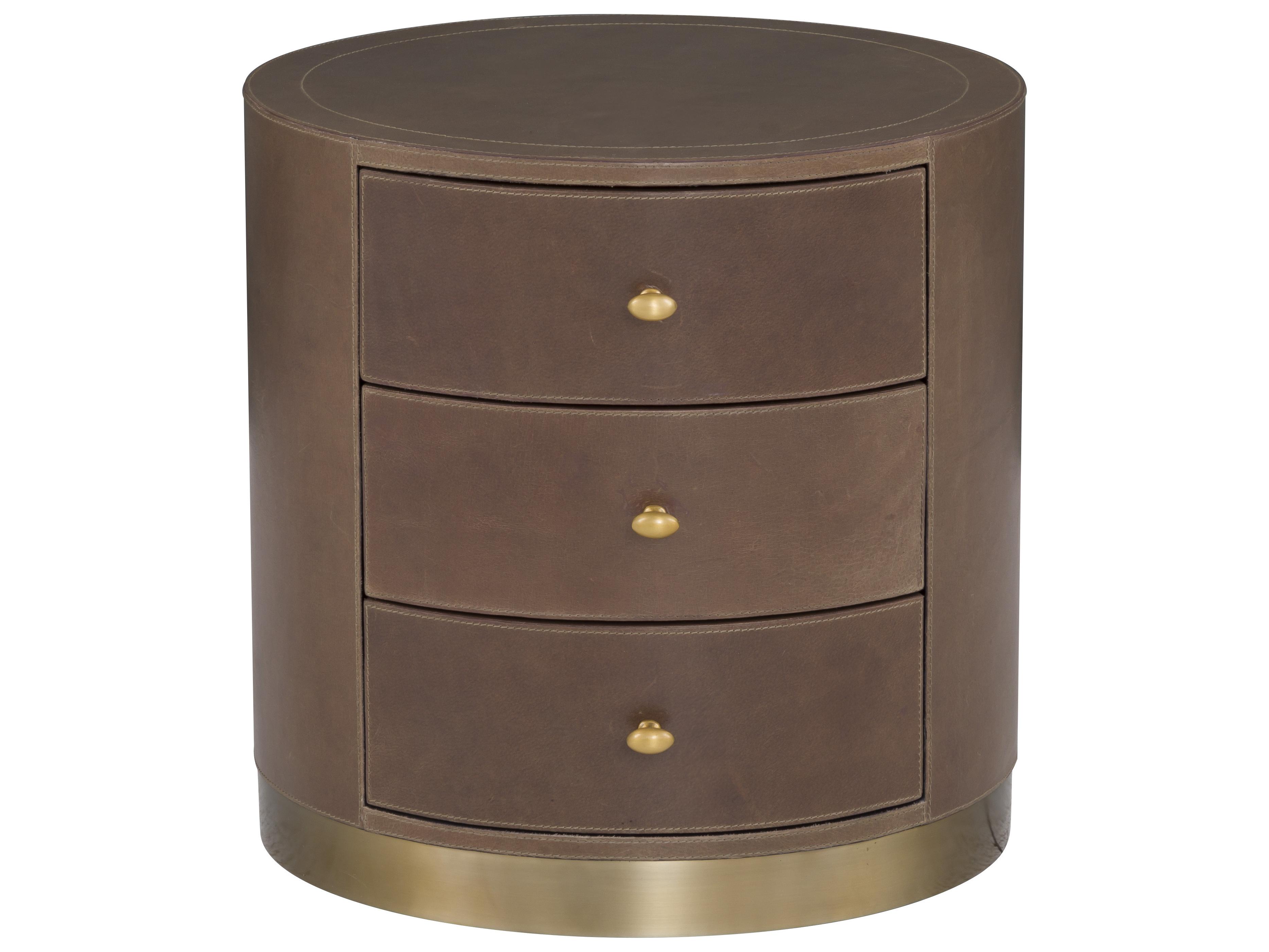 Fairfield Chair Dimitri Round Faux Leather End Table