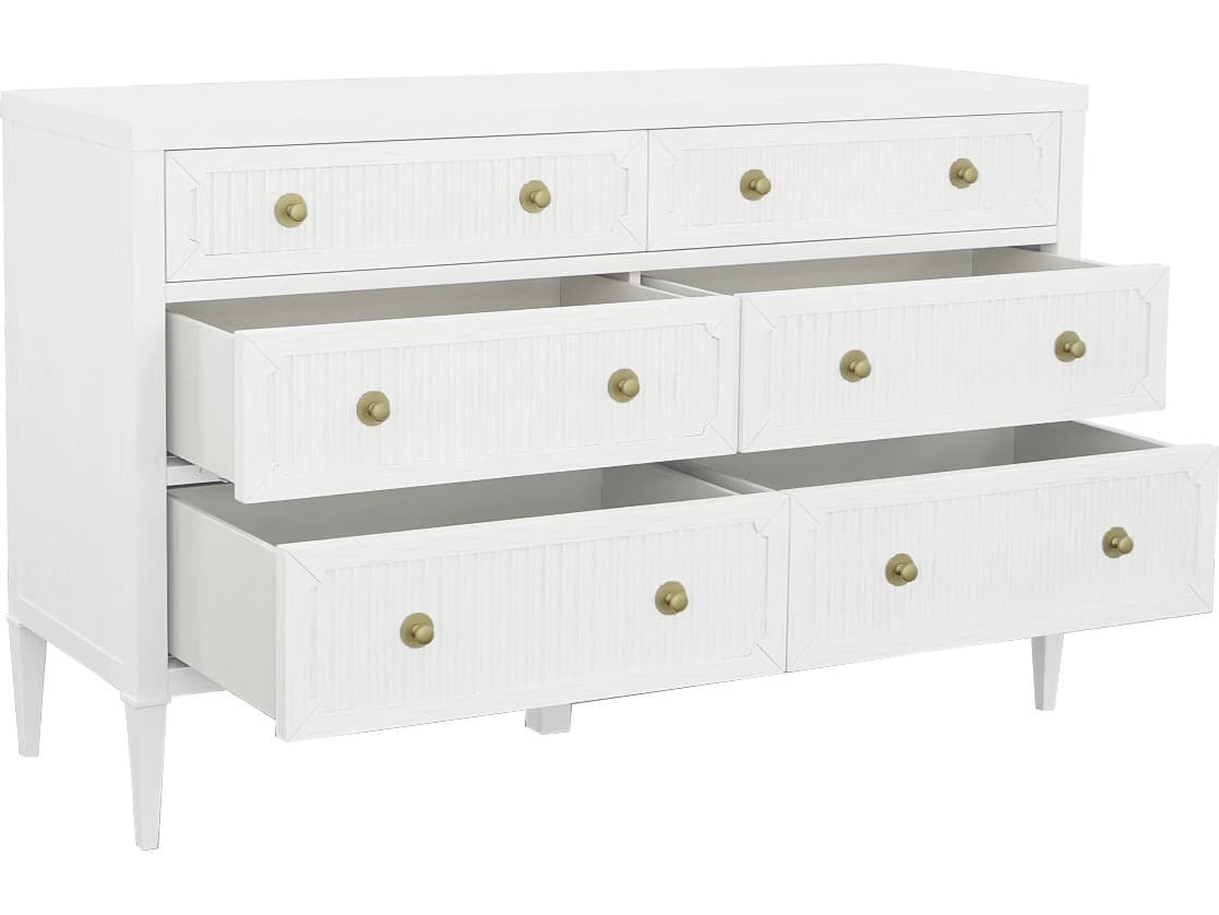 Fairfield Chair East Camden 6-Drawers White Poplar Wood Double Dresser