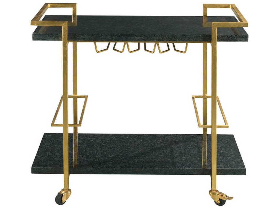 Fairfield Chair Origins Marble Black Gold Leaf Bar Cart