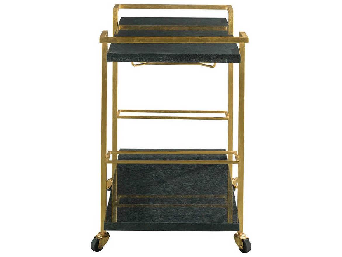 Fairfield Chair Origins Marble Black Gold Leaf Bar Cart