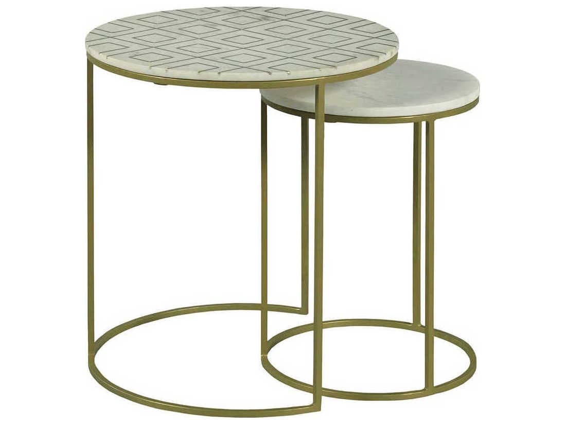 Fairfield Chair Soulful Textures Round Marble Aged Bronze End Table
