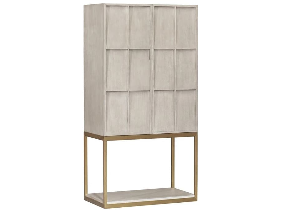 Fairfield Chair Monogram Beige Ash Wood Bar Cabinet